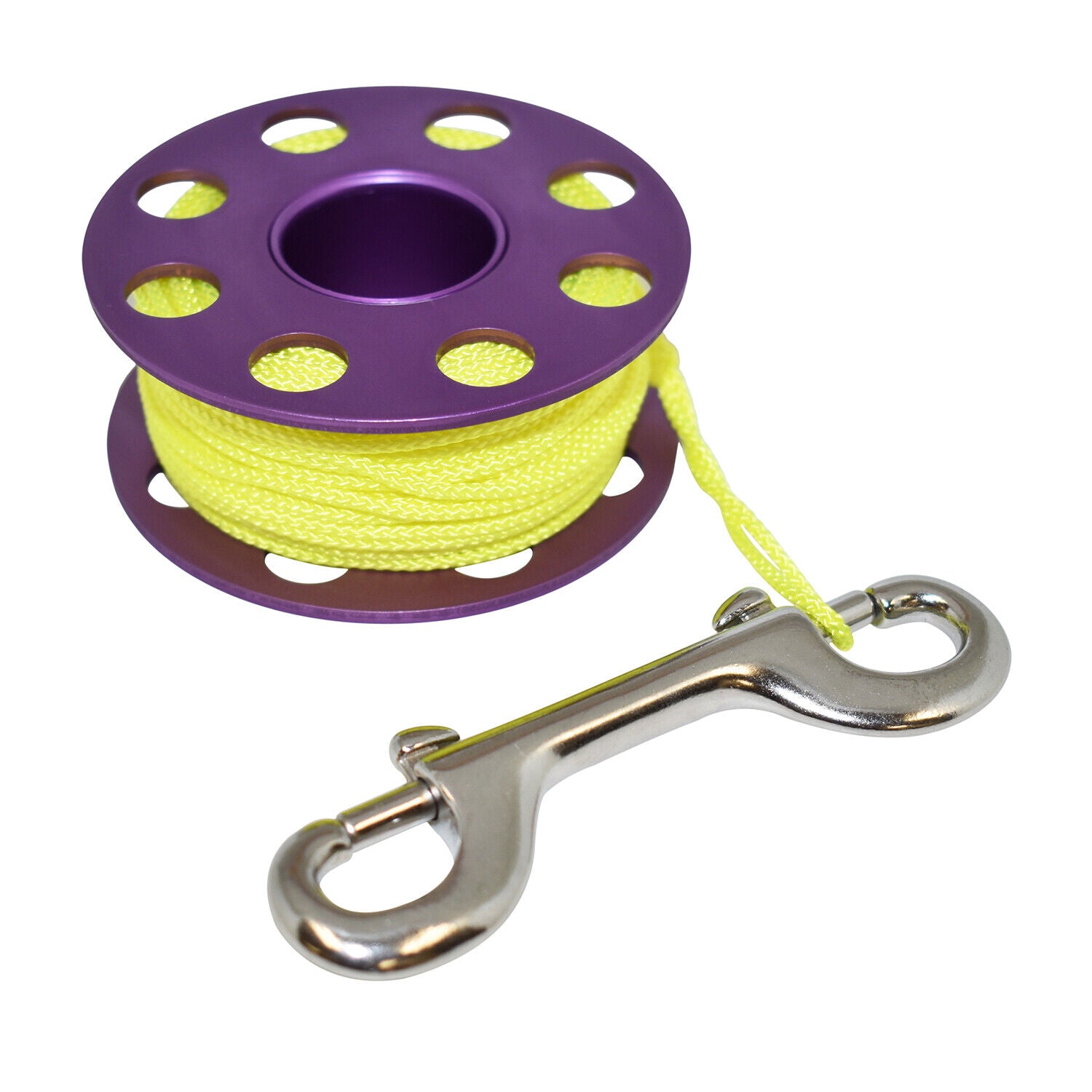 Scuba Choice Diving Compact Purple Aluminum Finger Spool 75ft Dive Reel w/Bolt Snap