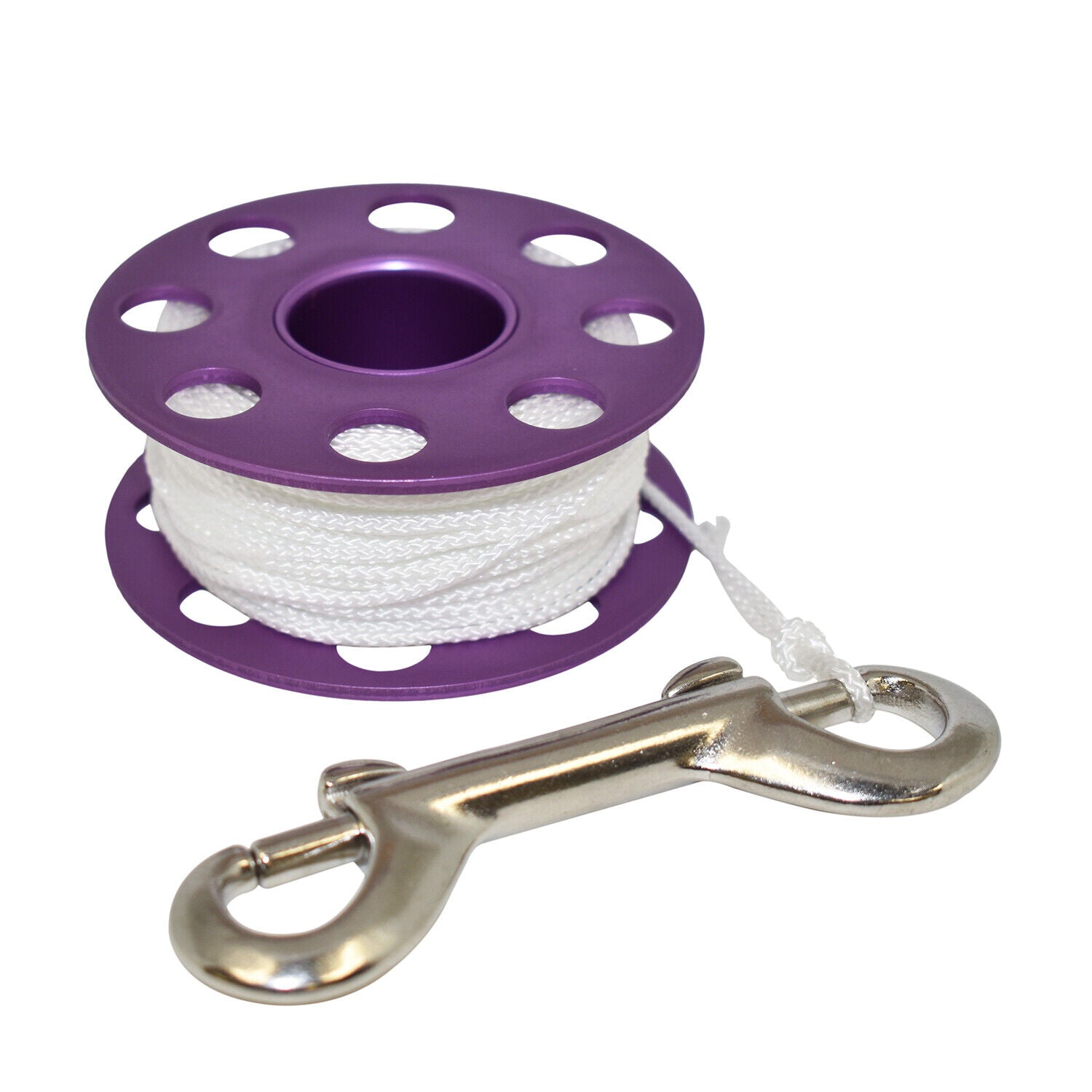 Scuba Choice Diving Compact Purple Aluminum Finger Spool 75ft Dive Reel w/Bolt Snap