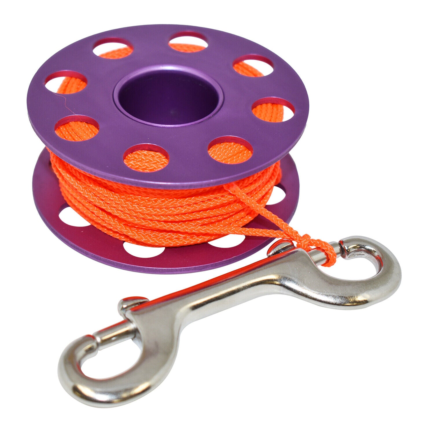 Scuba Choice Diving Compact Purple Aluminum Finger Spool 75ft Dive Reel w/Bolt Snap
