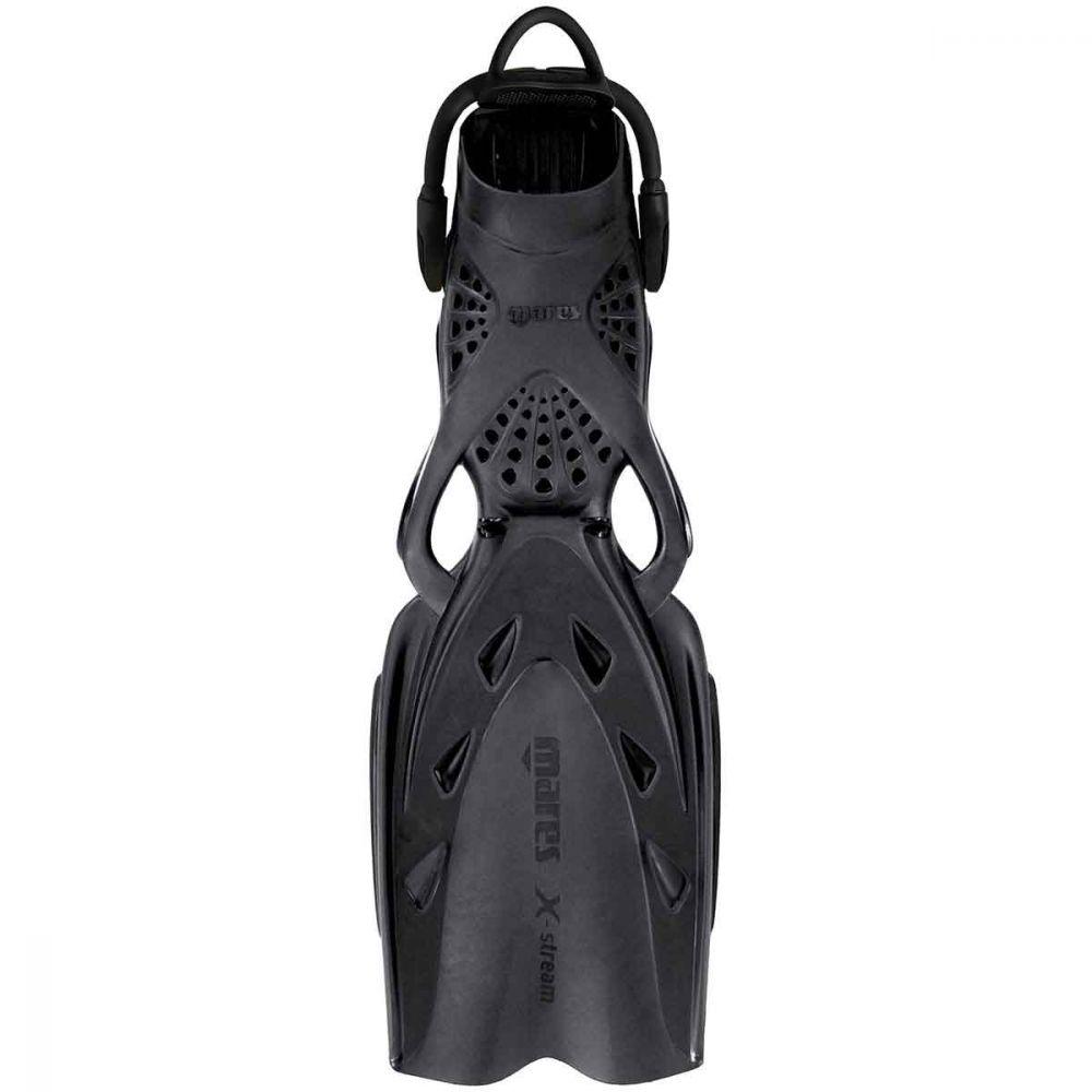 Mares X-Stream Open Heel Fins with Bungee Straps, Black/Black - Scuba Choice