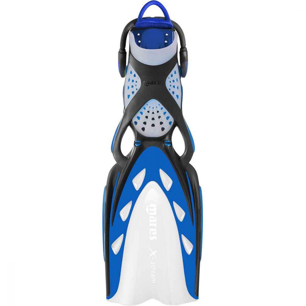 Mares X-Stream Open Heel Fins with Bungee Straps, Black/Blue - Scuba Choice