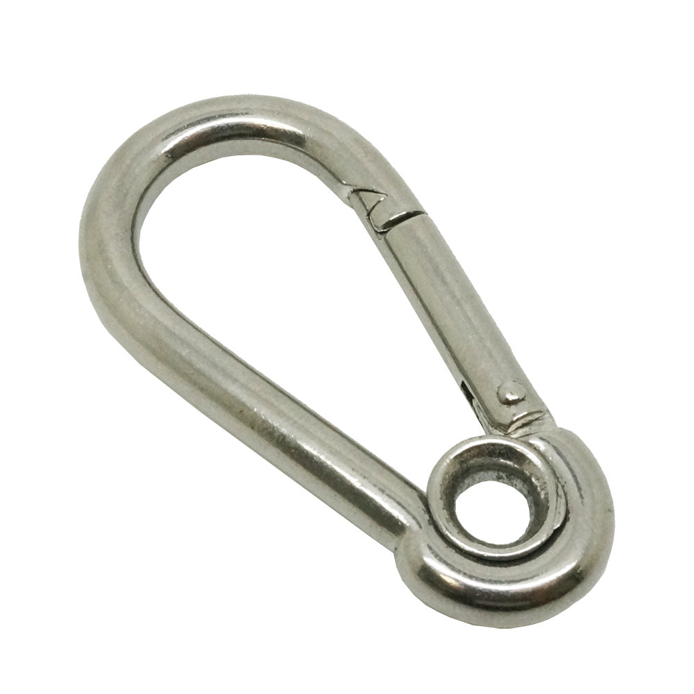 Boat Marine Clip Stainless Steel Safety Spring Hook Carabiner With Rope Holder
