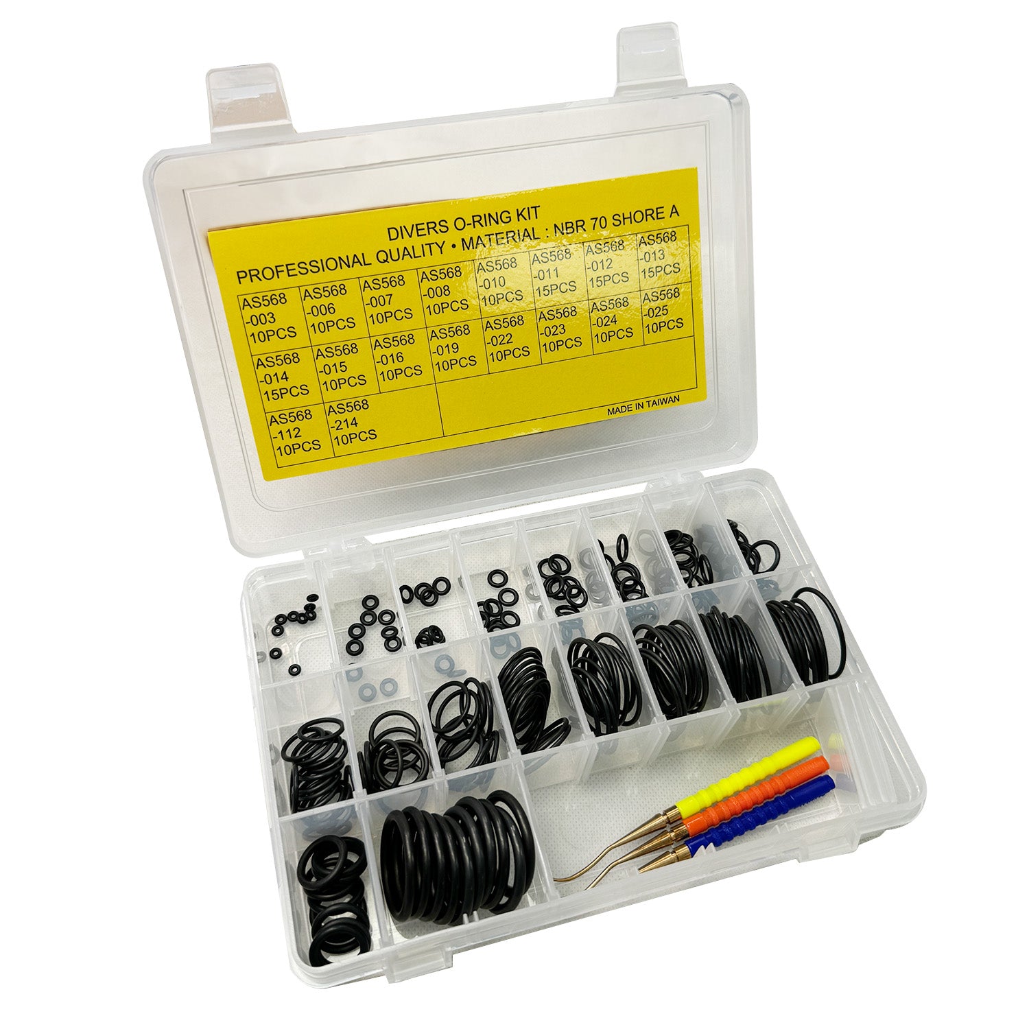 Scuba Diving Dive O-Ring Kit Tool with Brass Pick with 200 pcs O-Rings