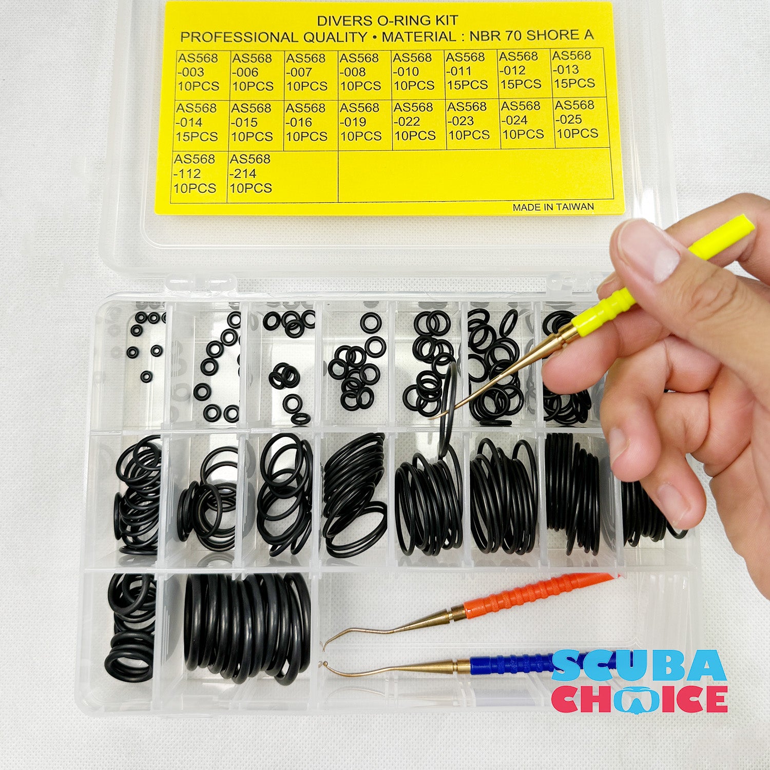 Scuba Diving Dive O-Ring Kit Tool with Brass Pick with 200 pcs O-Rings