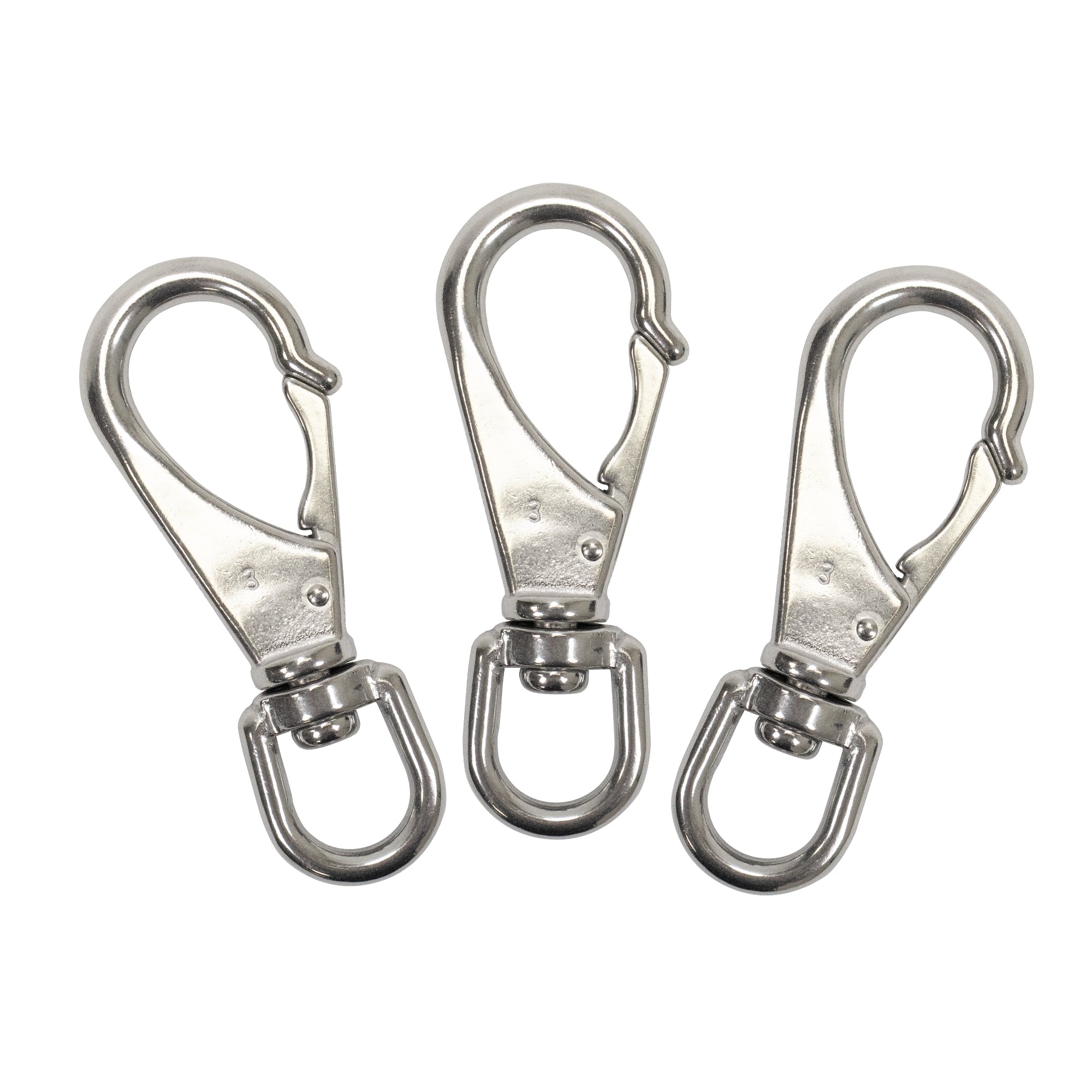 11.8cm Stainless Steel Swivel Eye Snap Hook Marine Clip Size #3, 16mm Opening