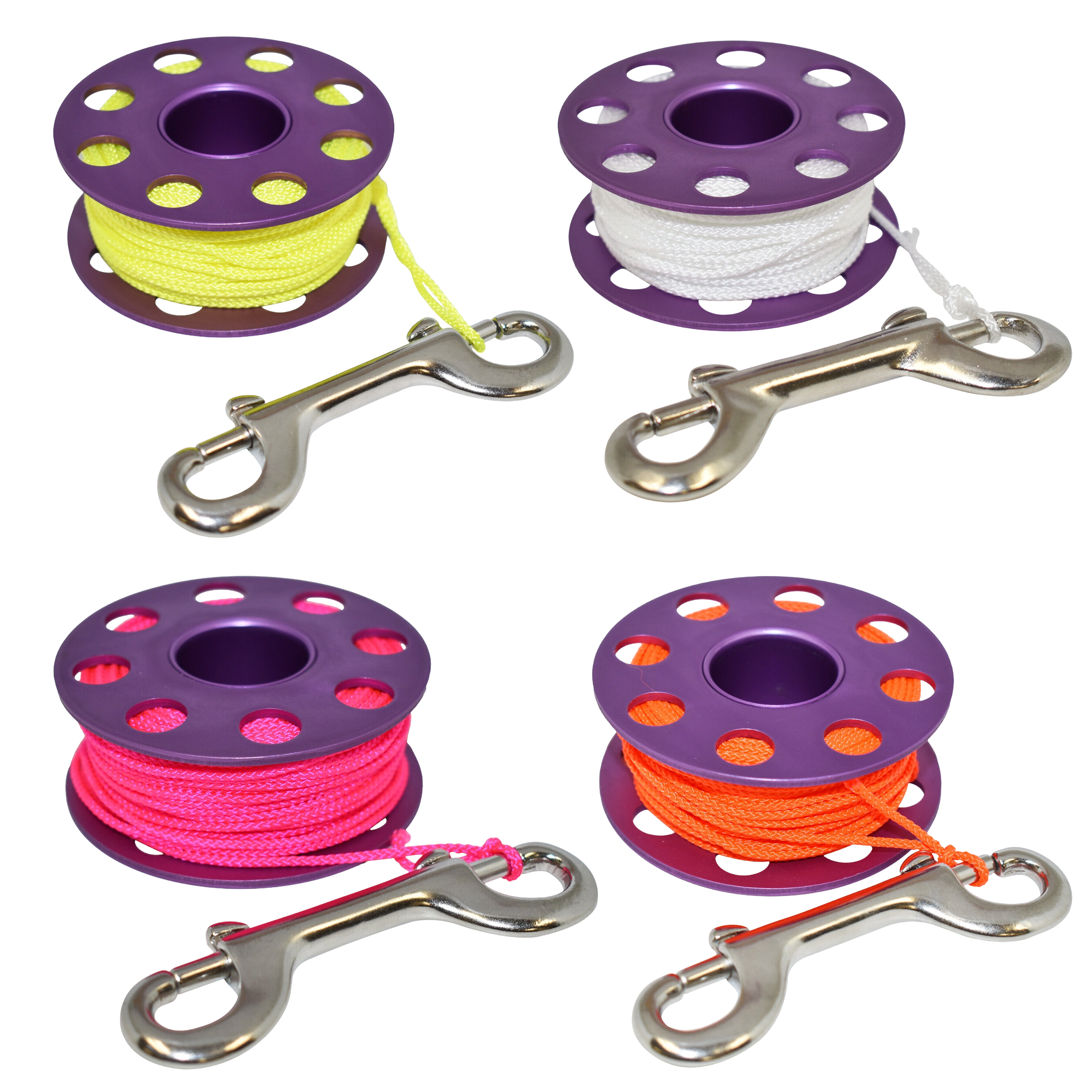 Scuba Choice Diving Compact Purple Aluminum Finger Spool 75ft Dive Reel w/Bolt Snap