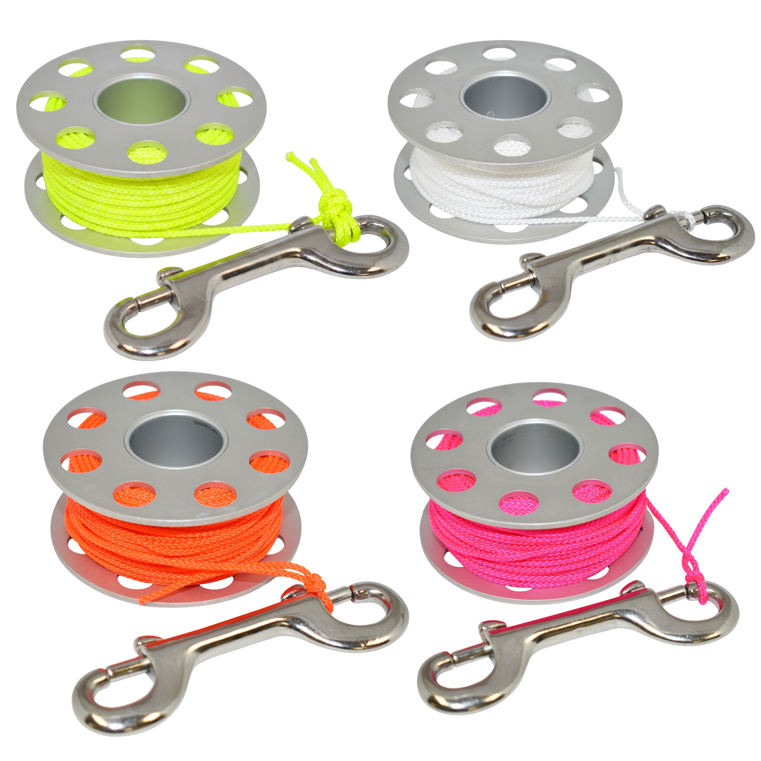 Scuba Choice Diving Compact Silver Aluminum Finger Spool 75ft Dive Reel w/Bolt Snap
