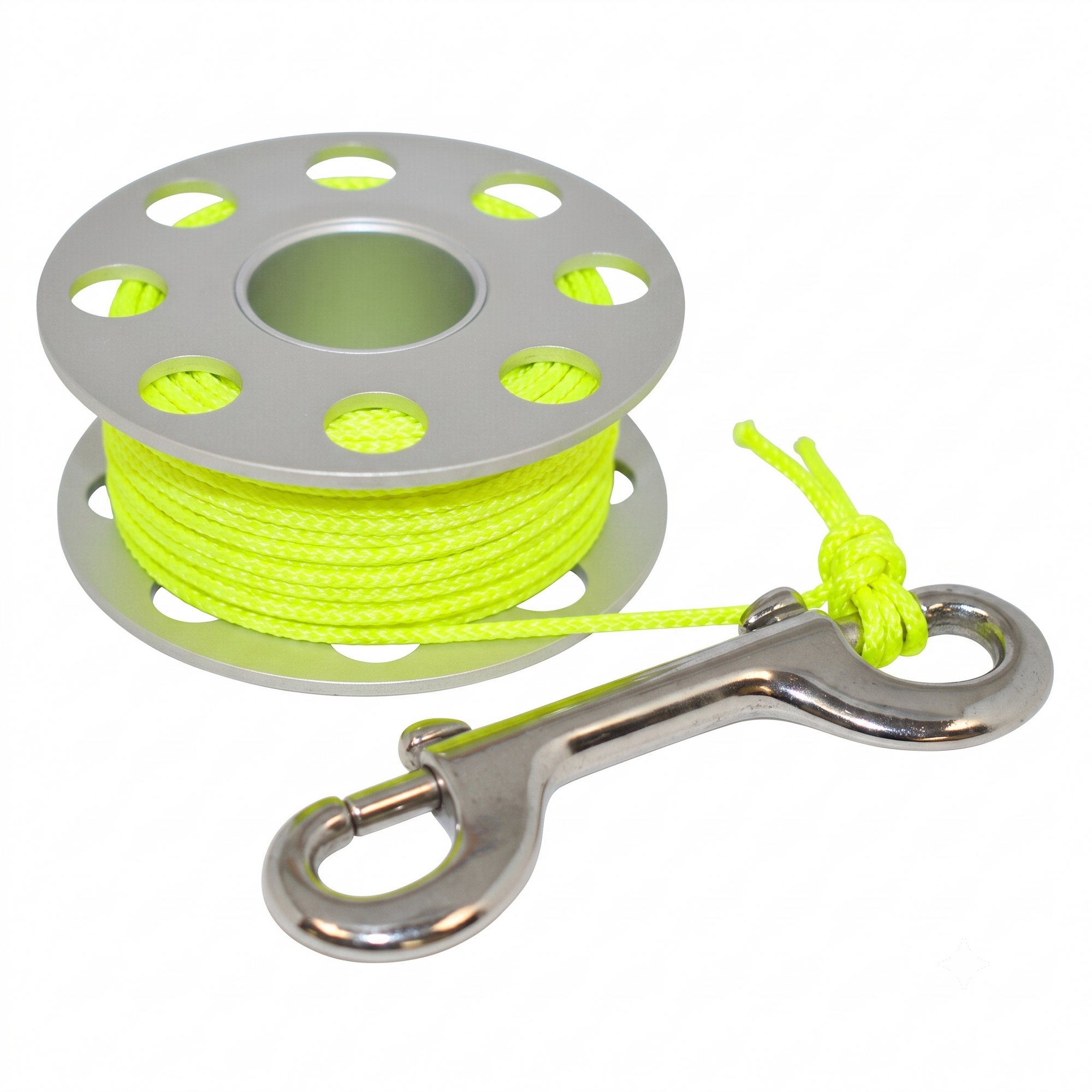 Scuba Choice Diving Compact Silver Aluminum Finger Spool 75ft Dive Reel w/Bolt Snap