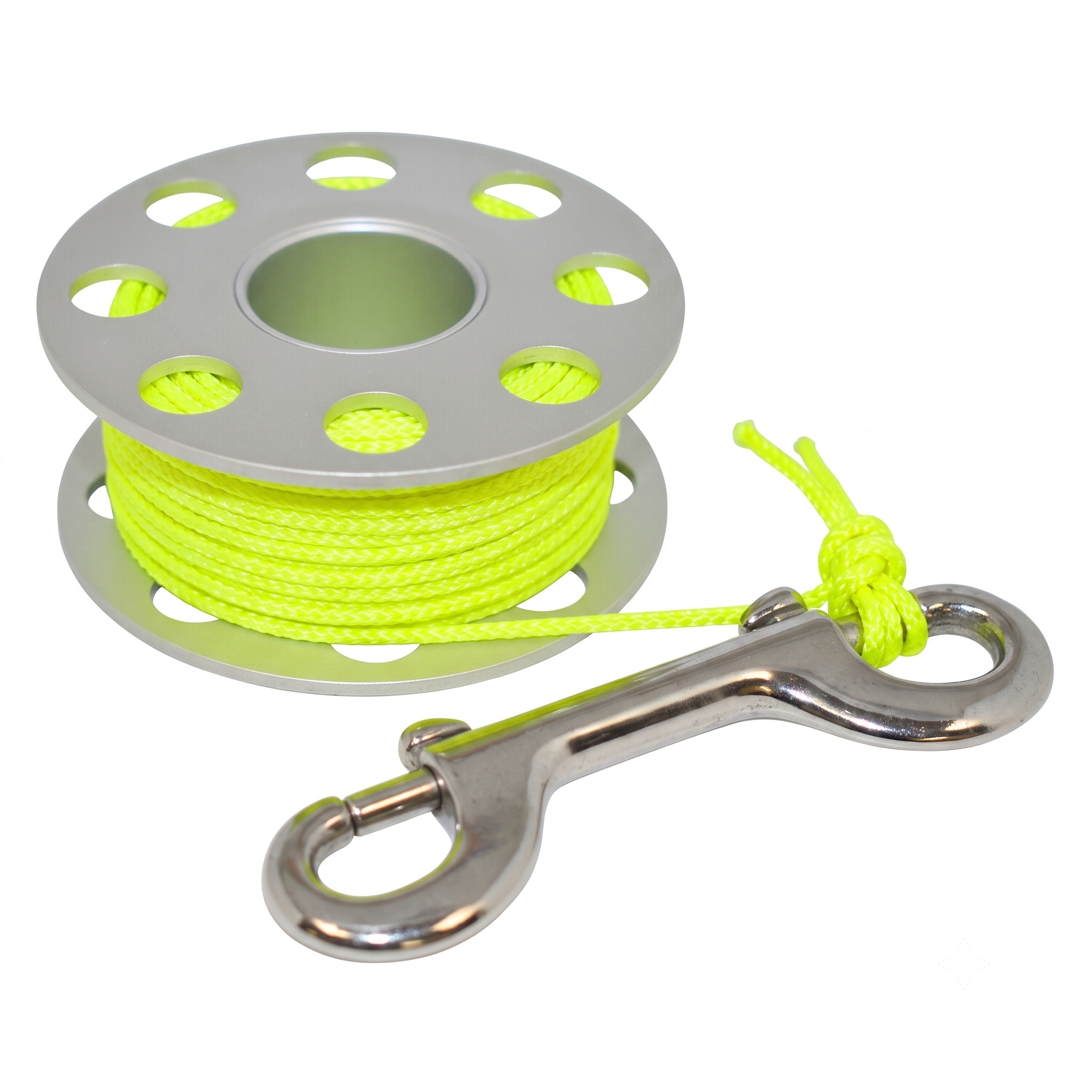 Scuba Choice Diving Compact Silver Aluminum Finger Spool 75ft Dive Reel w/Bolt Snap
