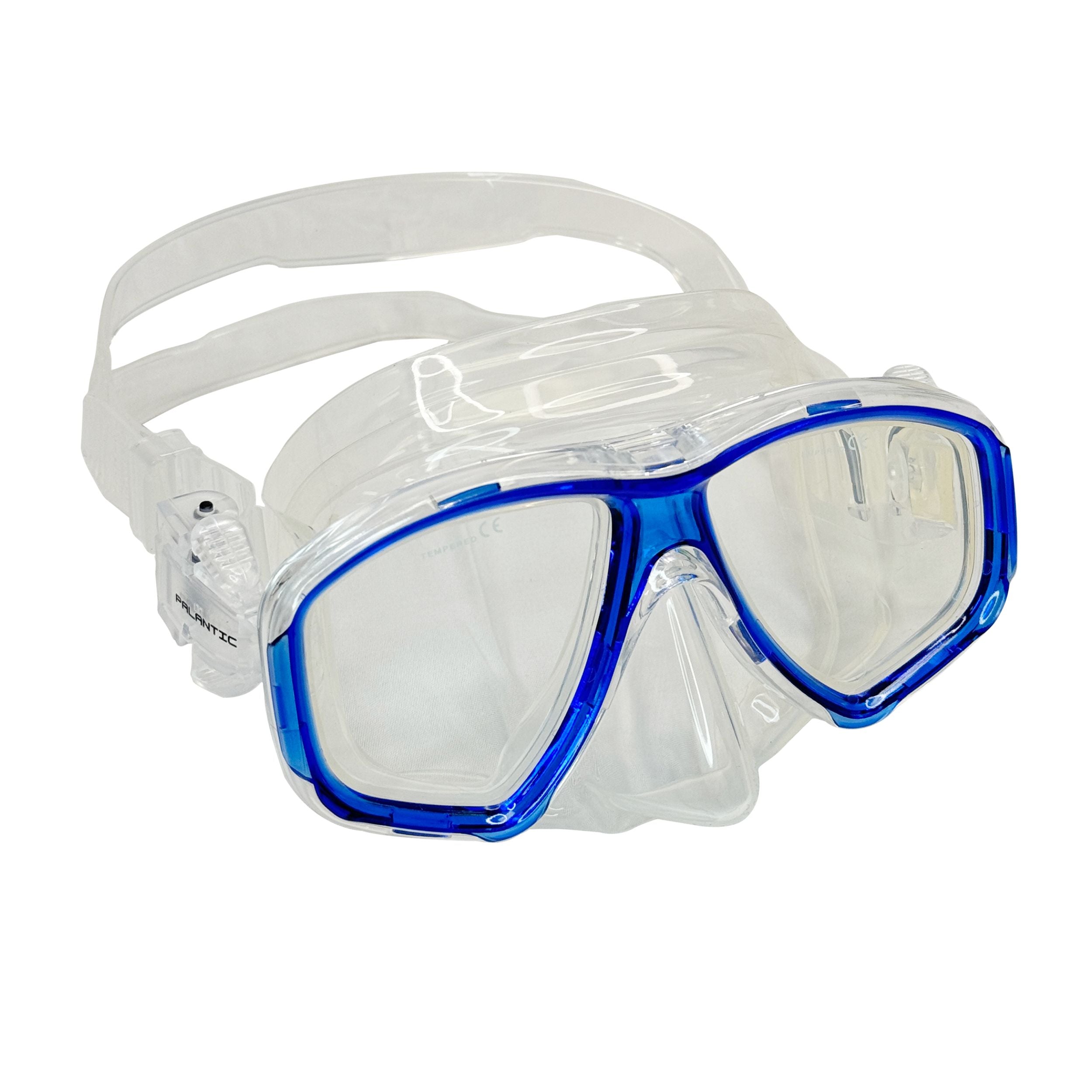 Palantic M36 Translucent Blue/Clear Silicone RX Farsighted Gauge Reader Lenses Dive/Snorkeling Mask