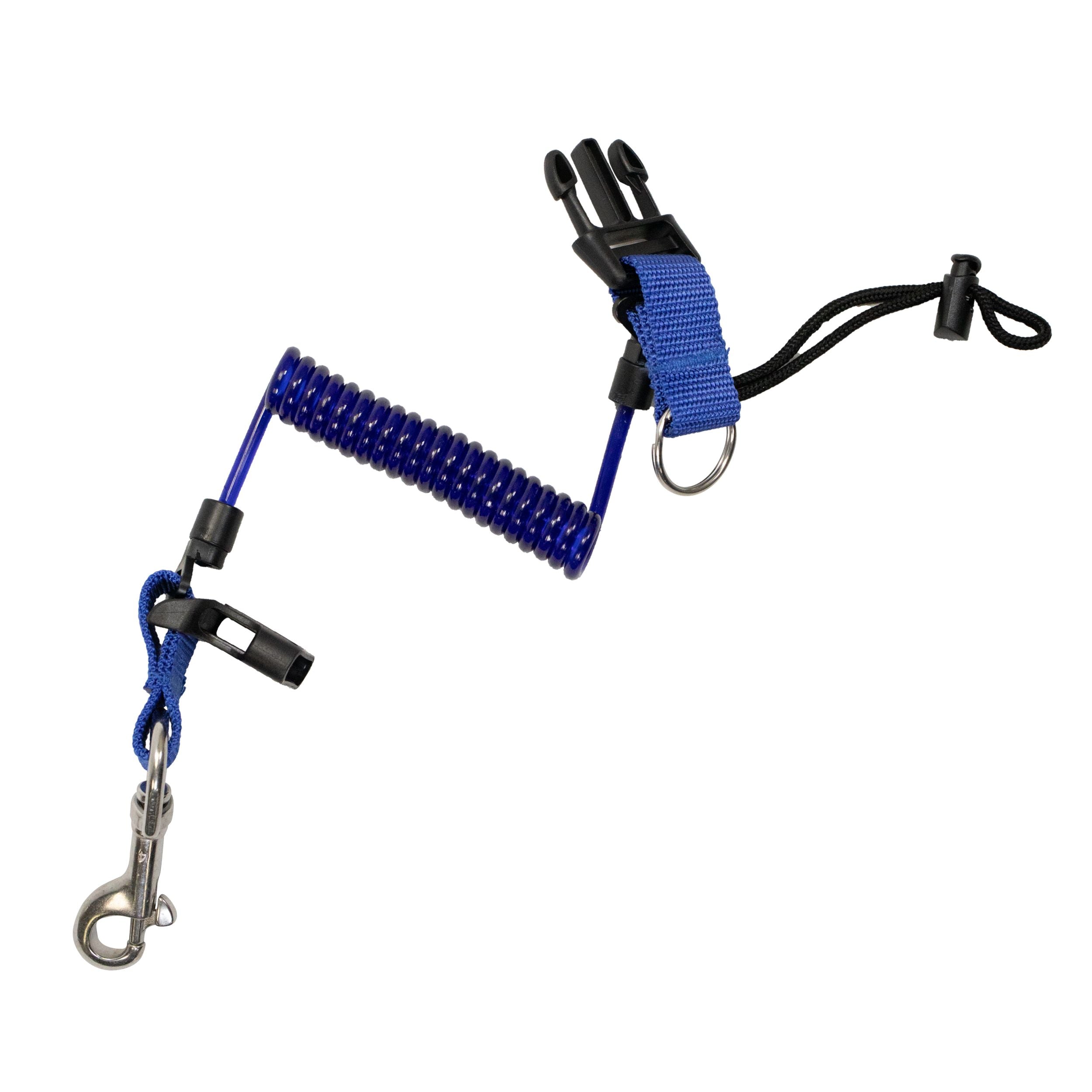 Scuba Choice Shark Coil Lanyard with 1 Steel Snap and Quick Release Buckles, Blue