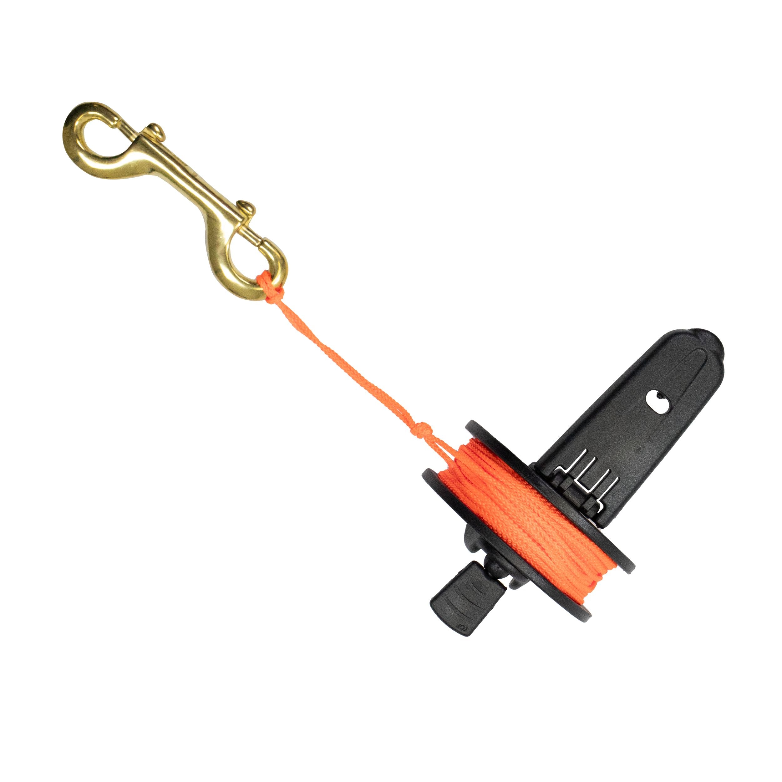 Scuba Diving Compact Finger Spool with Plastic Handle 65ft - Orange Line