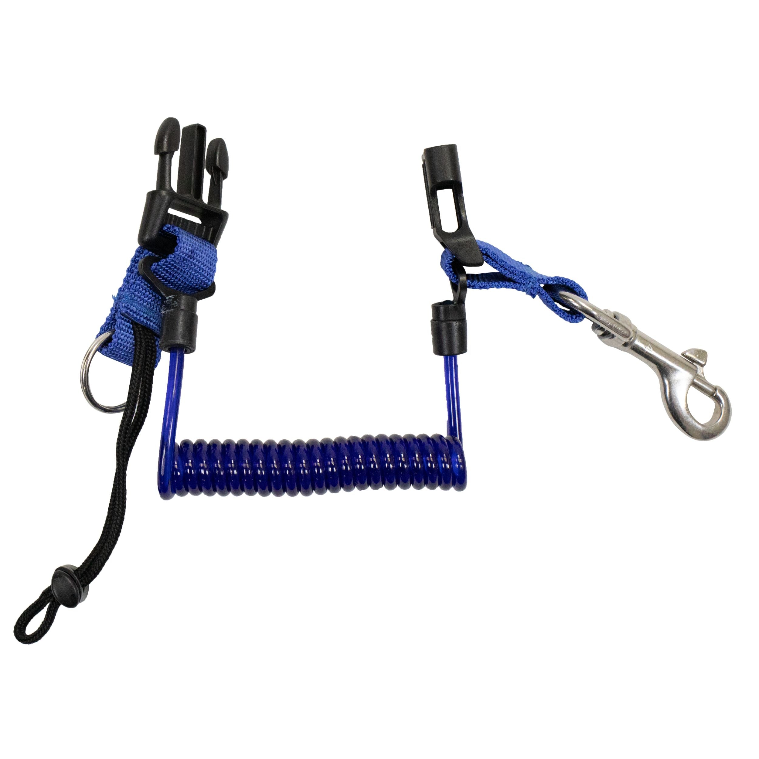 Scuba Choice Shark Coil Lanyard with 1 Steel Snap and Quick Release Buckles, Blue