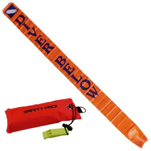 Scuba Choice Diver Below 6ft Surface Marker with Pouch & Whistle - Scuba Choice