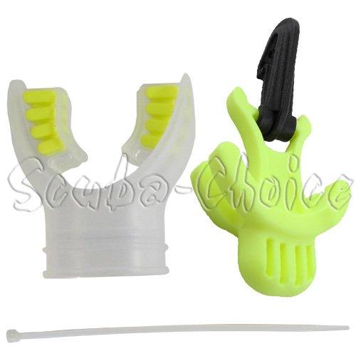 Scuba Dive Clear Yellow Silicone Mouthpiece & Standard Octopus Holder & Tie Set - Scuba Choice