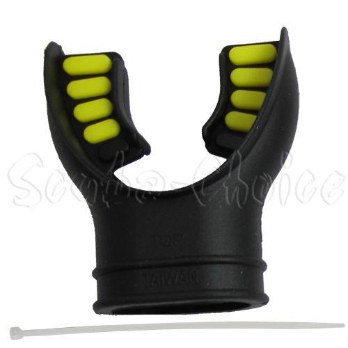 Scuba Diving Black Silicone Octopus Snorkel Mouthpiece Color Tab & Regulator Tie - Scuba Choice