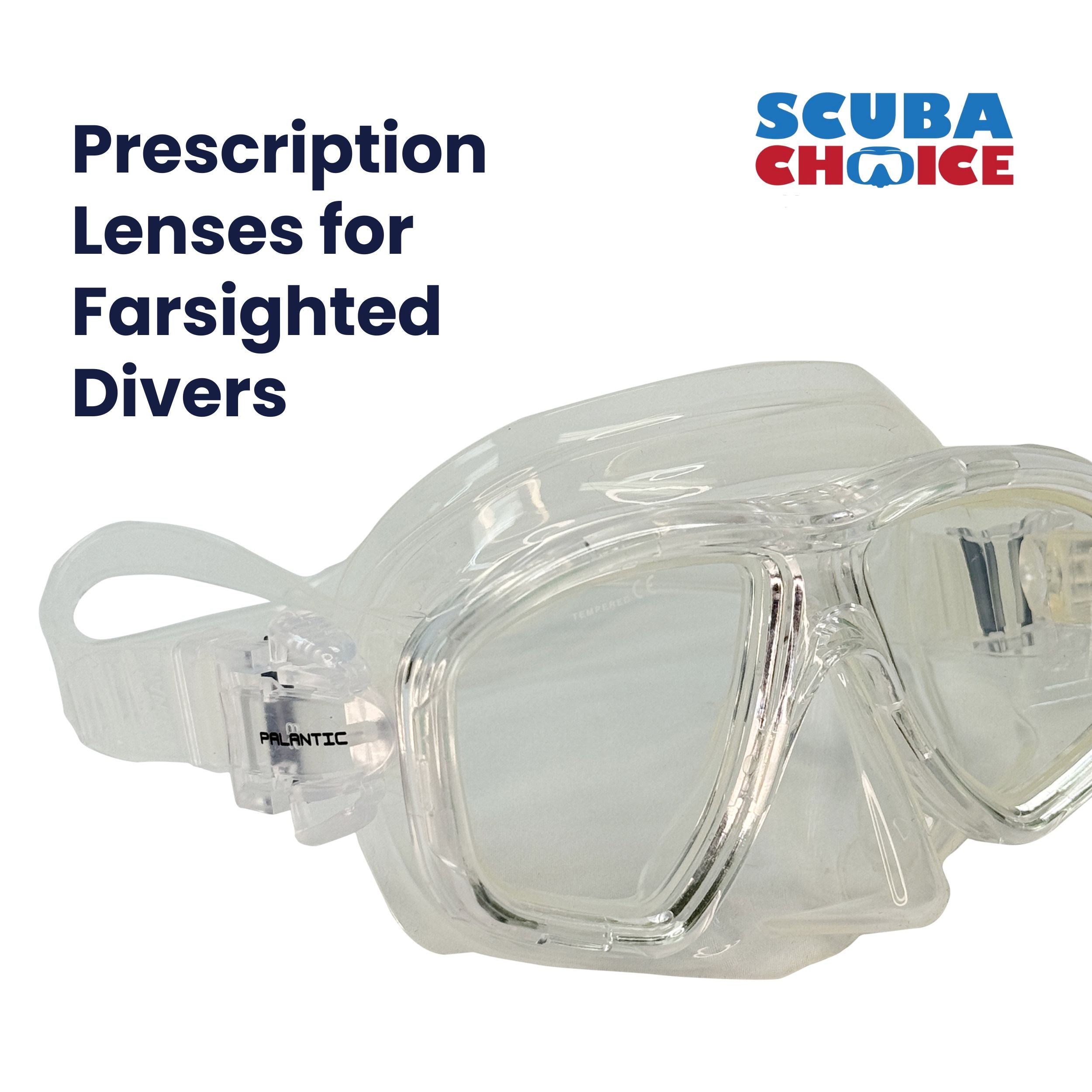 Palantic M36 Clear/Clear Silicone RX Full Farsighted Lenses Dive/Snorkeling Mask