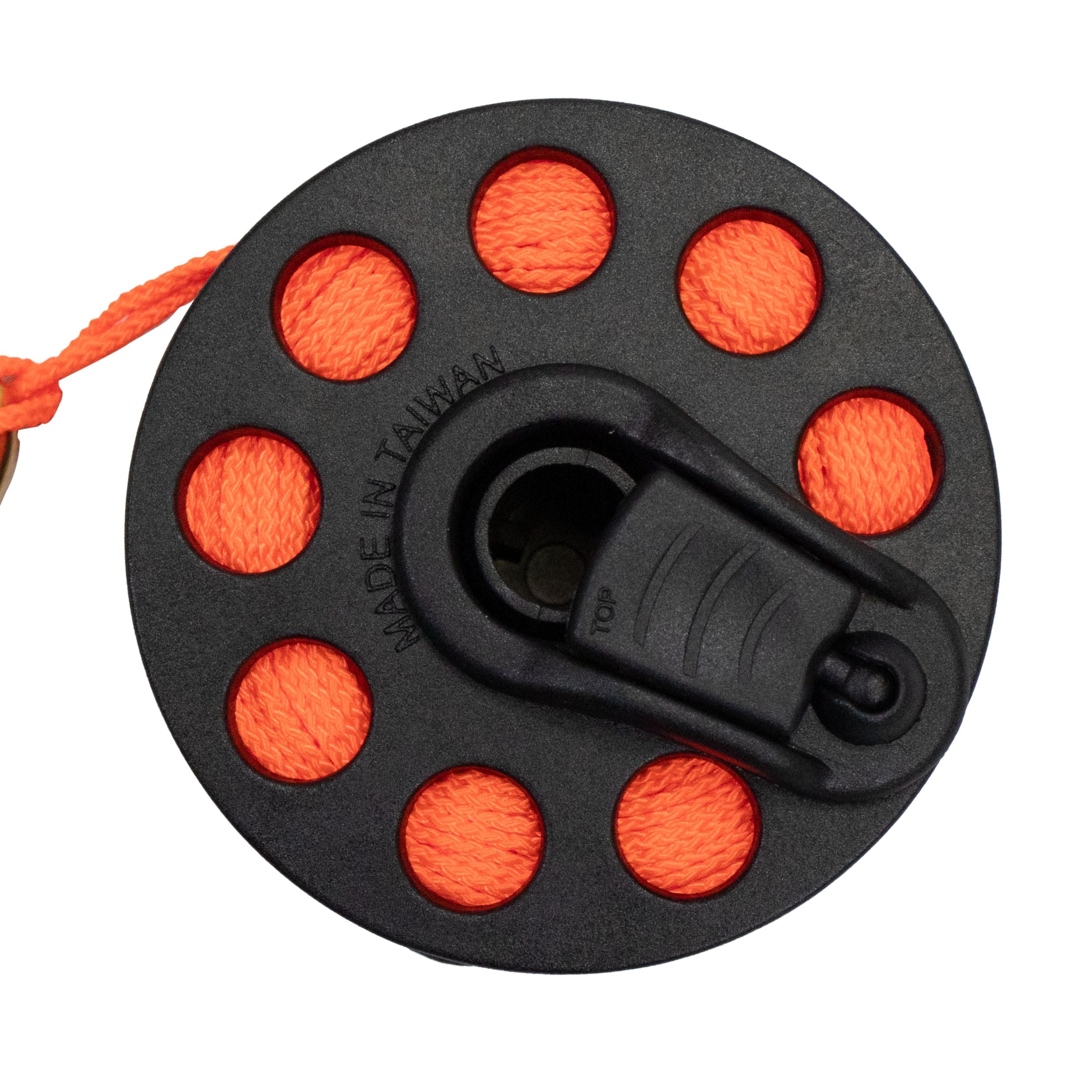 Scuba Diving Compact Finger Spool with Plastic Handle 65ft - Orange Line