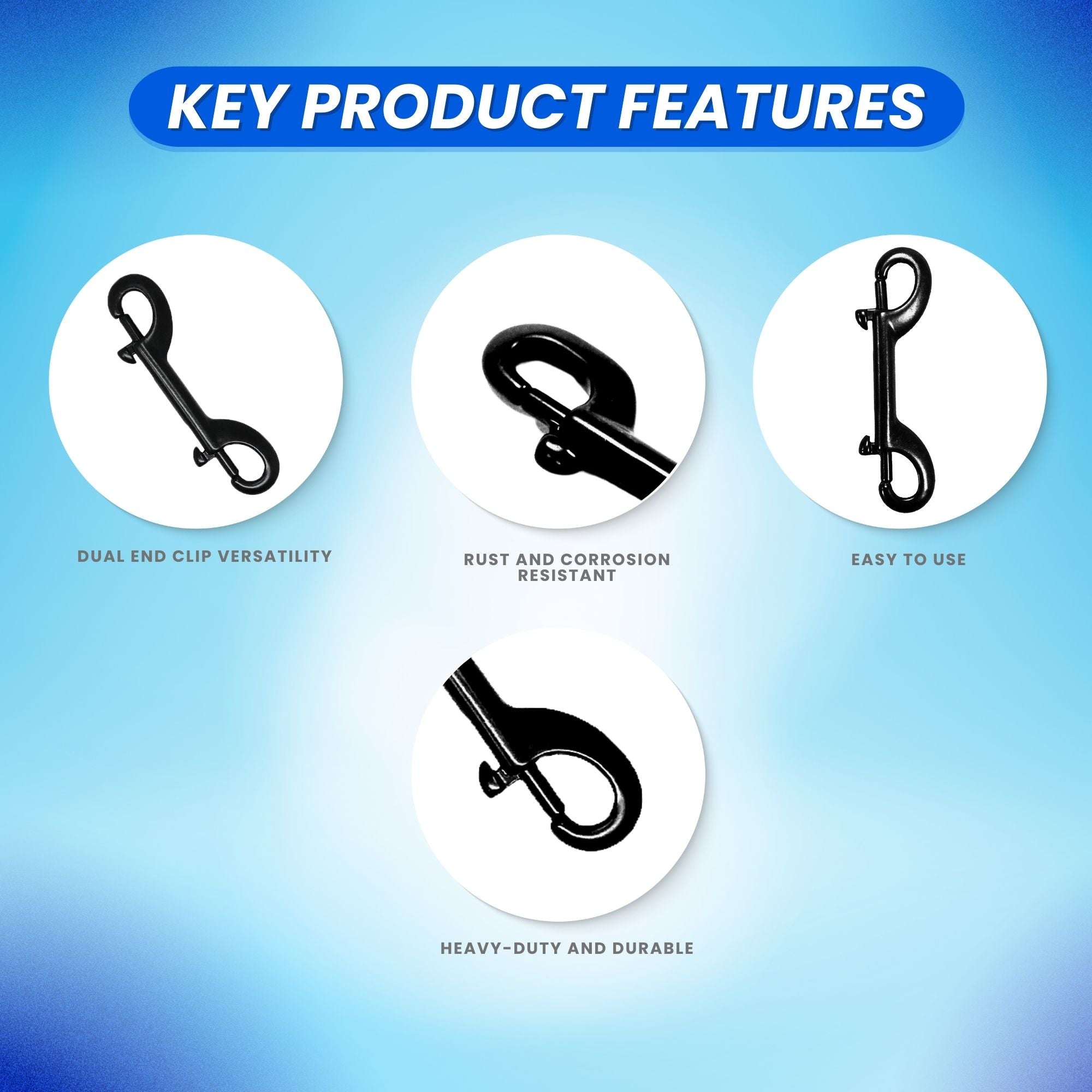 Scuba Choice Black Stainless Steel Clip Double Ended Snap Bolt, 100mm