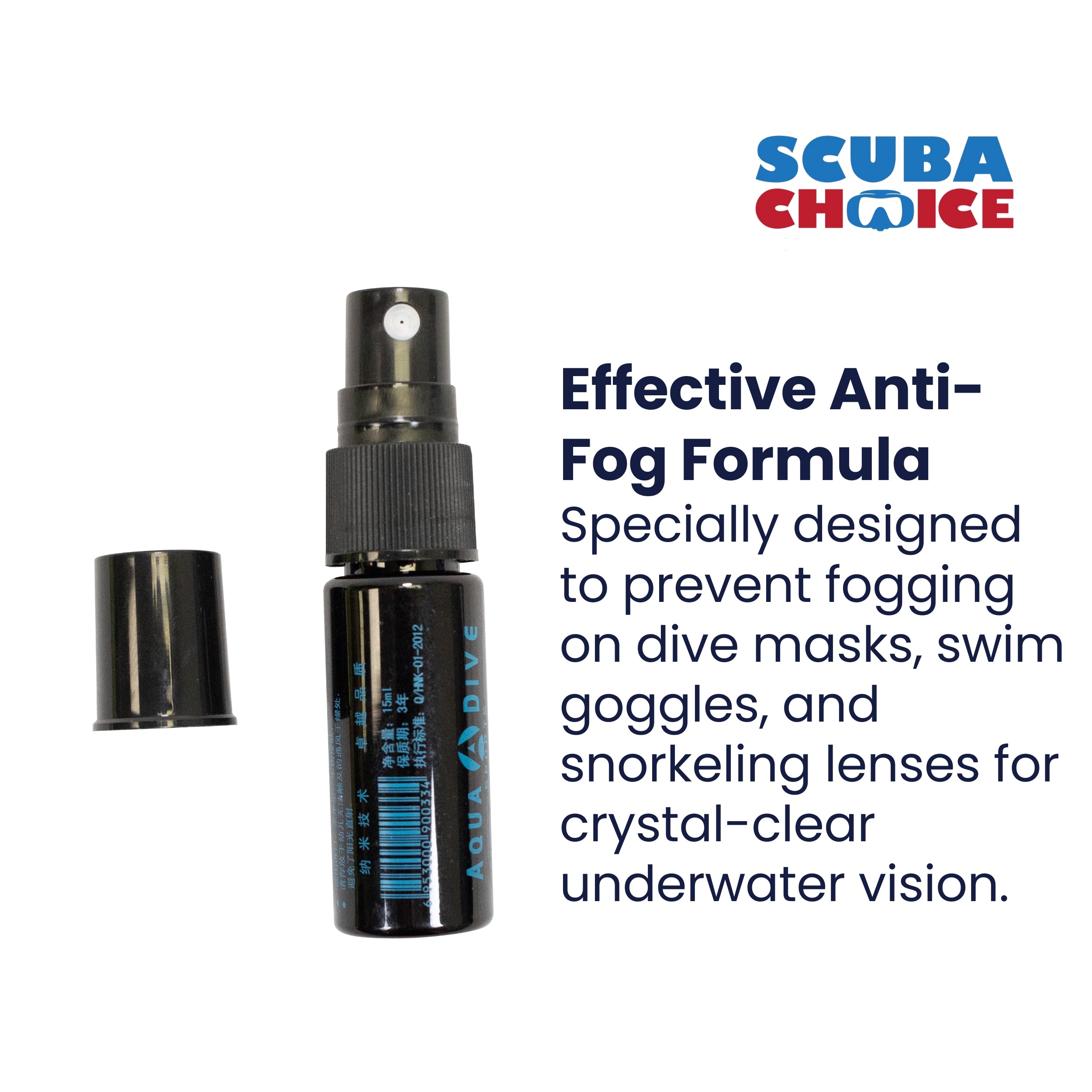 Aqua Dive Anti-Fog Solution Mask Goggle Defog Spray 15ml Assorted Colors