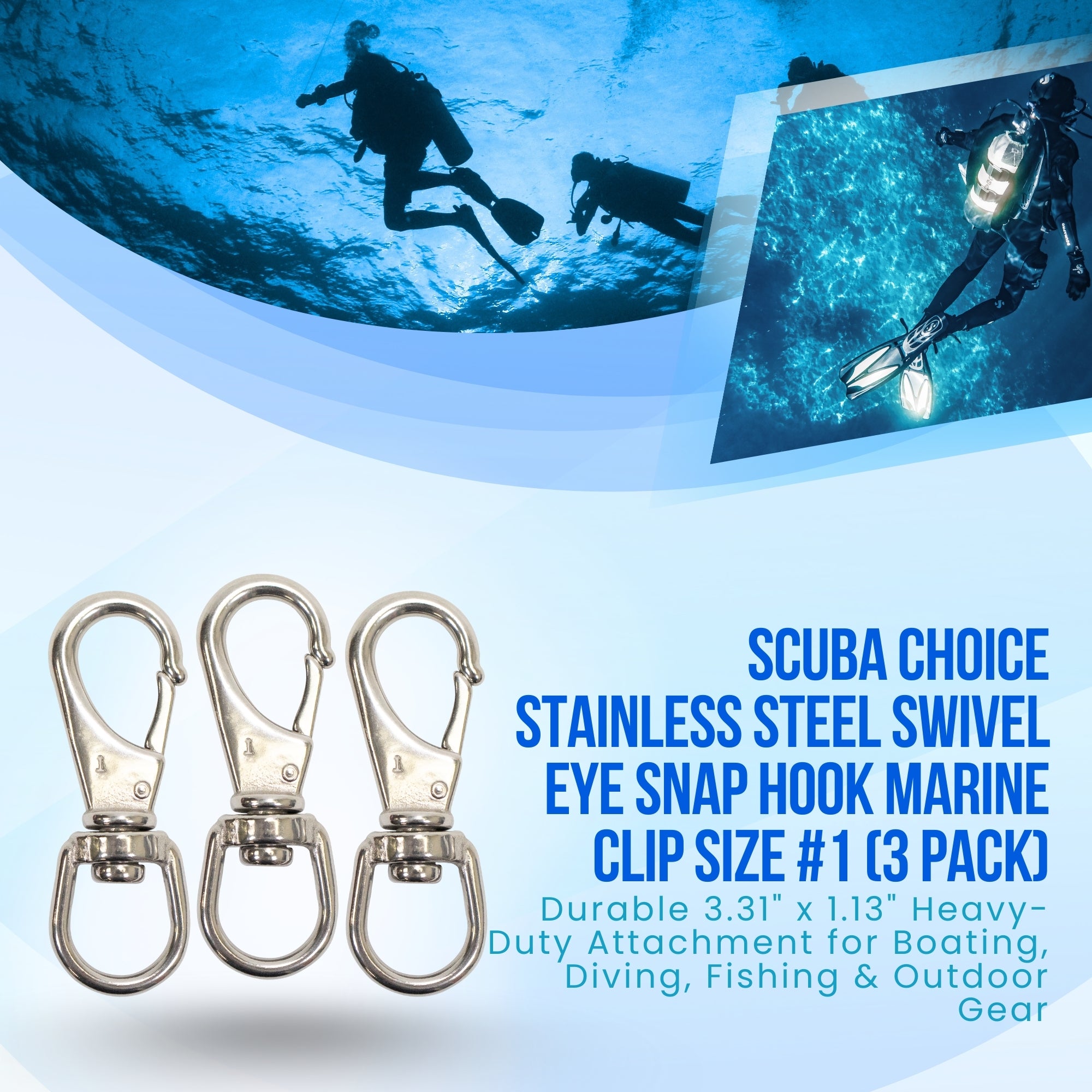 Stainless Steel Swivel Eye Snap Hook Marine Clip Size #1