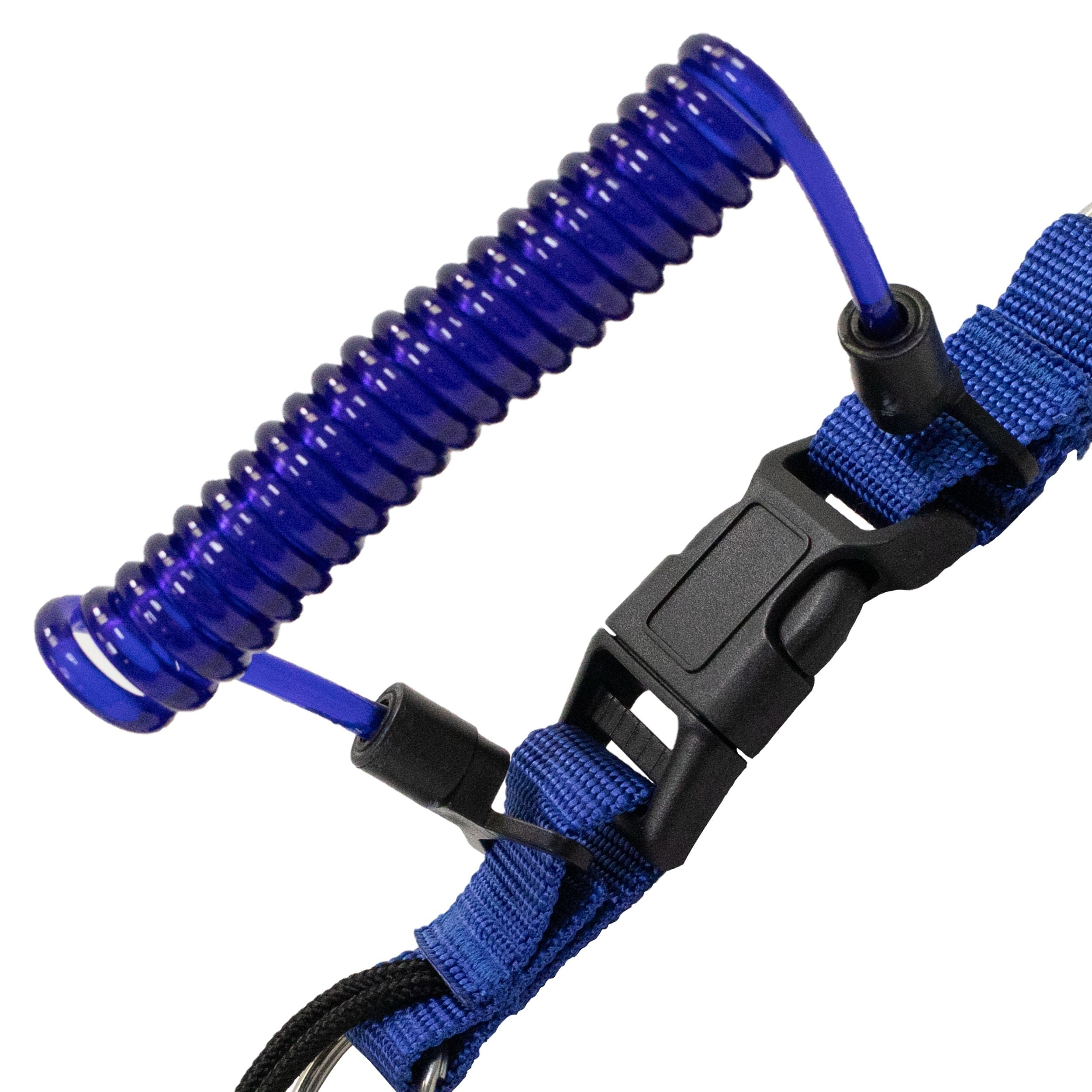 Scuba Choice Shark Coil Lanyard with 1 Steel Snap and Quick Release Buckles, Blue