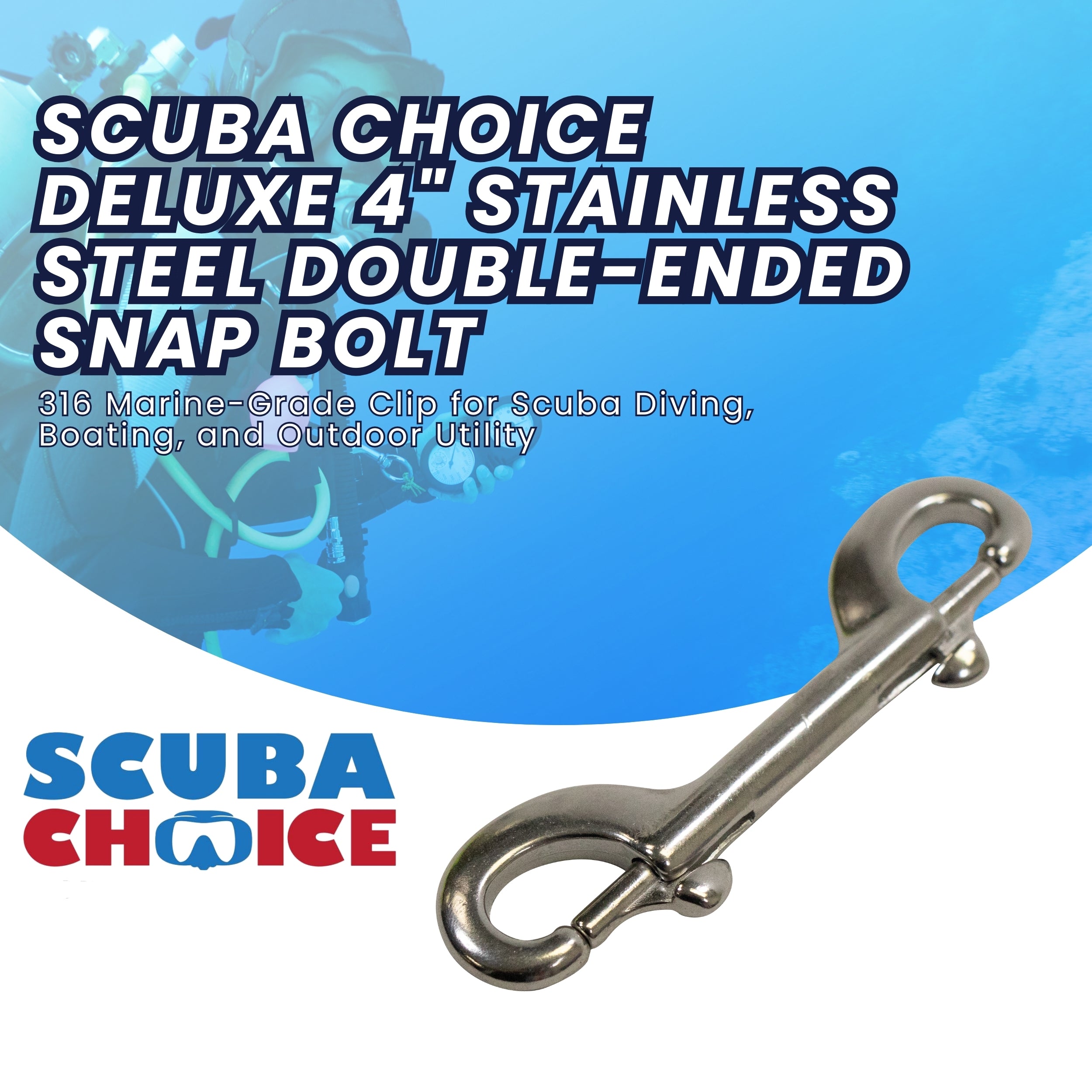 Scuba Dive Deluxe 4" Stainless Steel Double Ended Snap Bolt