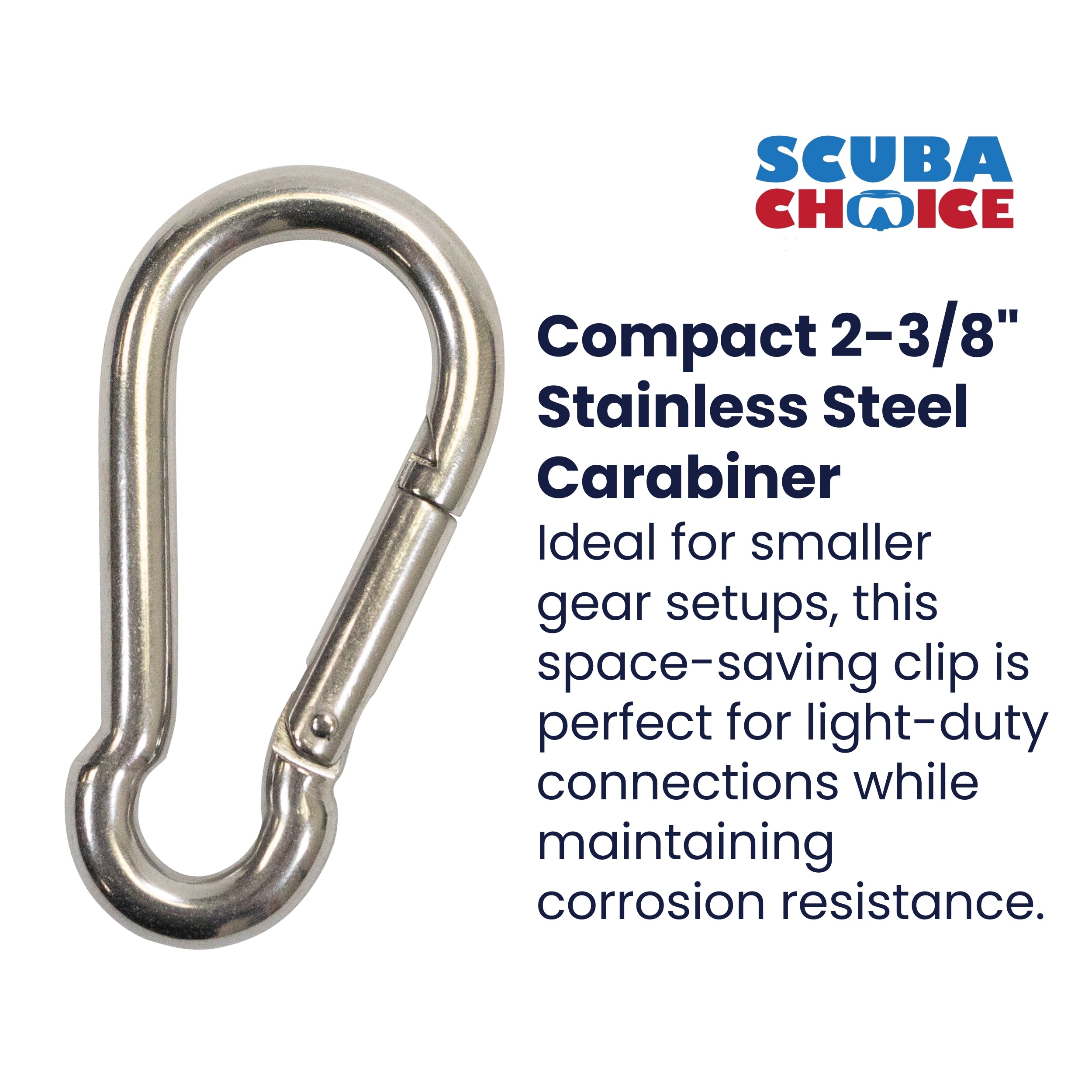 Scuba Boat Marine Clip Stainless Steel Safety Spring Hook Carabiner, 2-3/8"