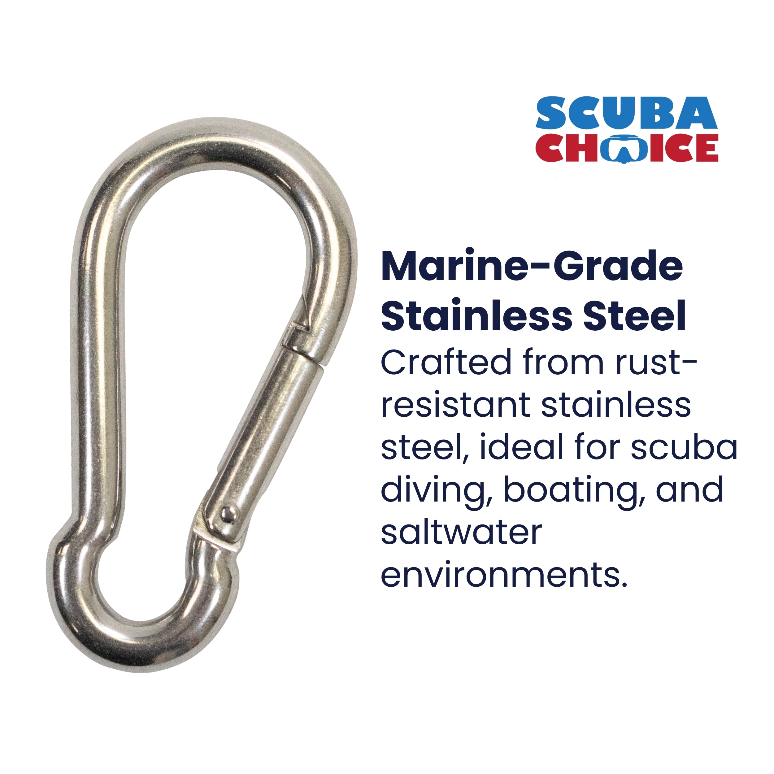 Boat Clip Stainless Steel Safety Spring Hook Carabiner, 3-1/8"