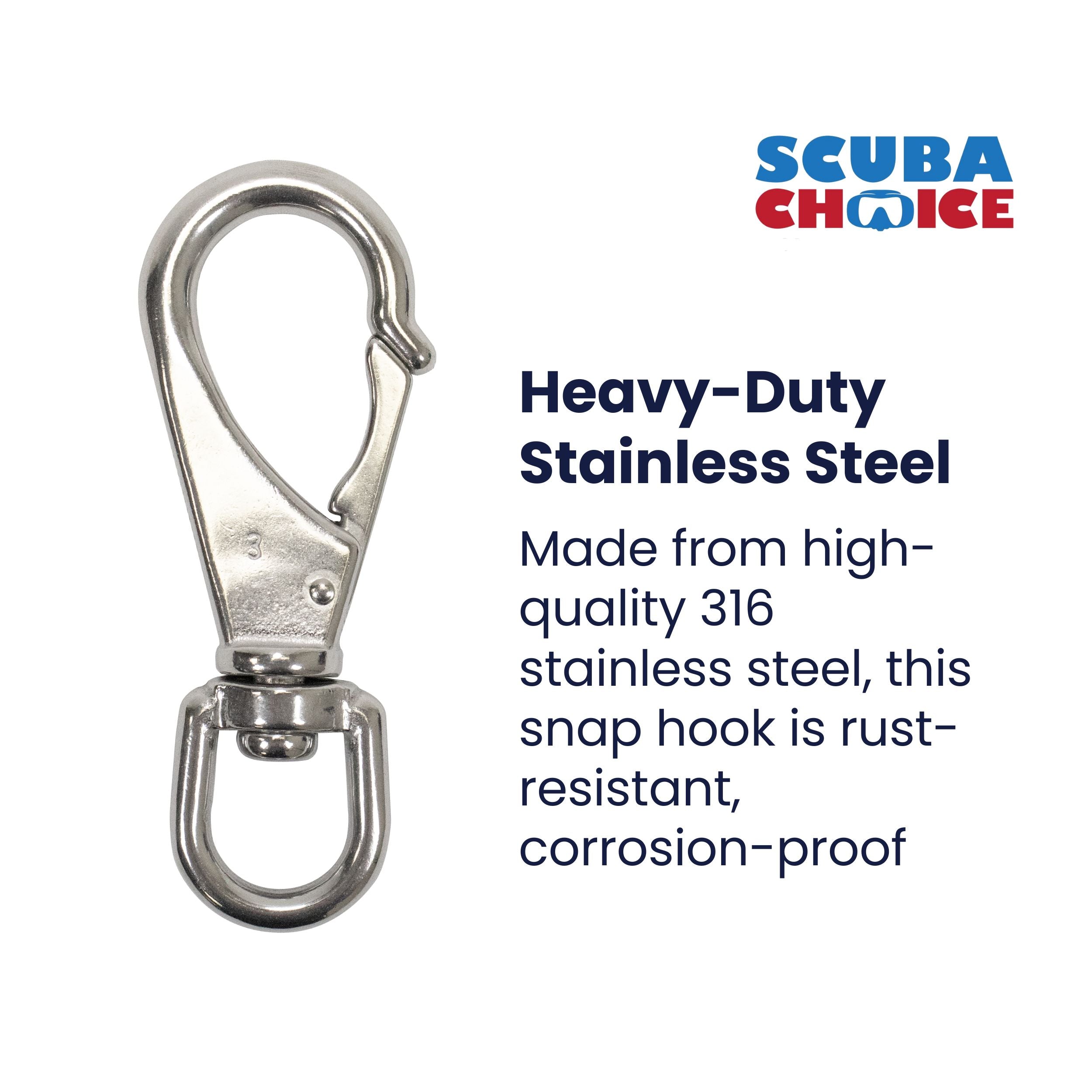 11.8cm Stainless Steel Swivel Eye Snap Hook Marine Clip Size #3, 16mm Opening