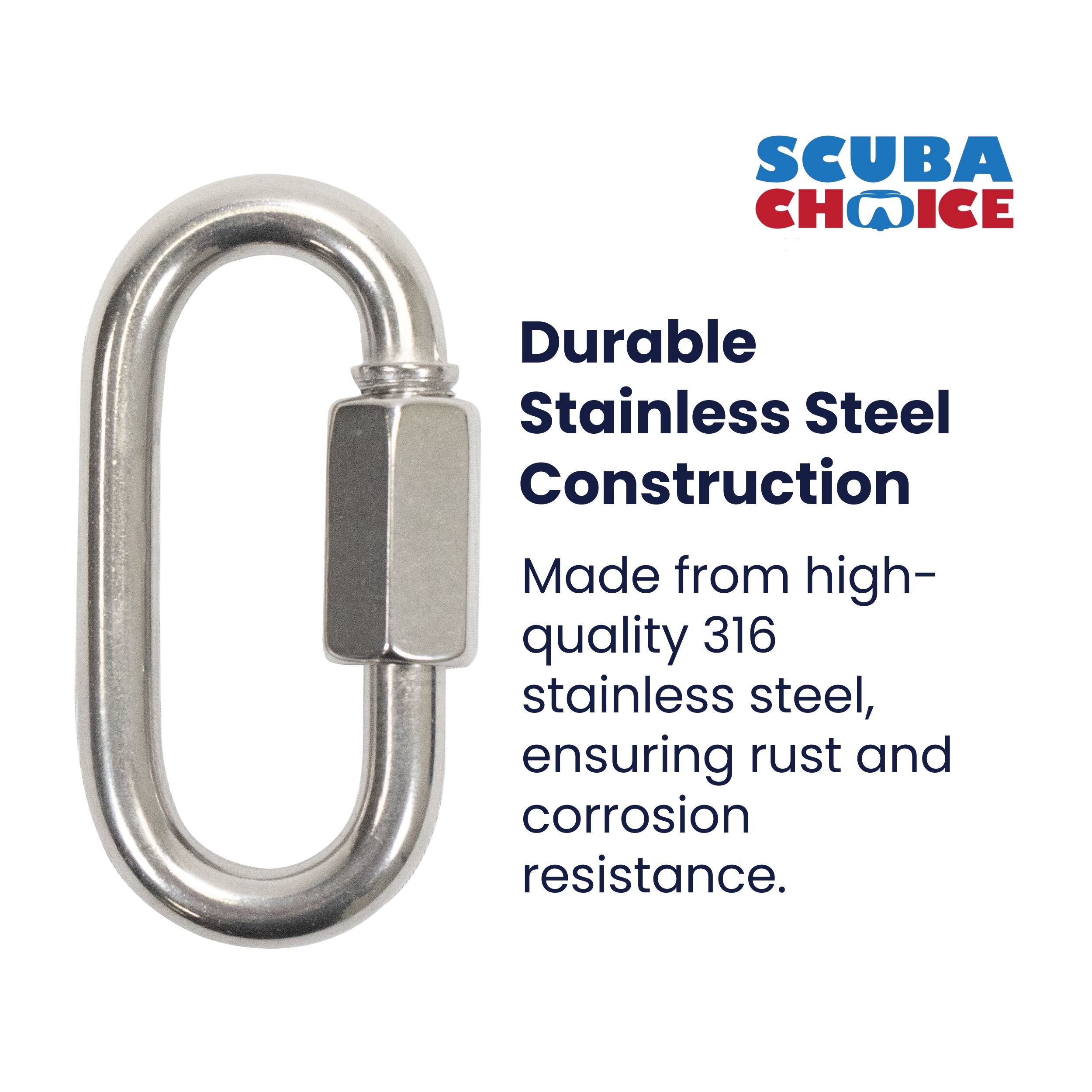 Scuba Choice 7cm SS Oval Quick Link Carabiner W/ Screw 9mm Opening