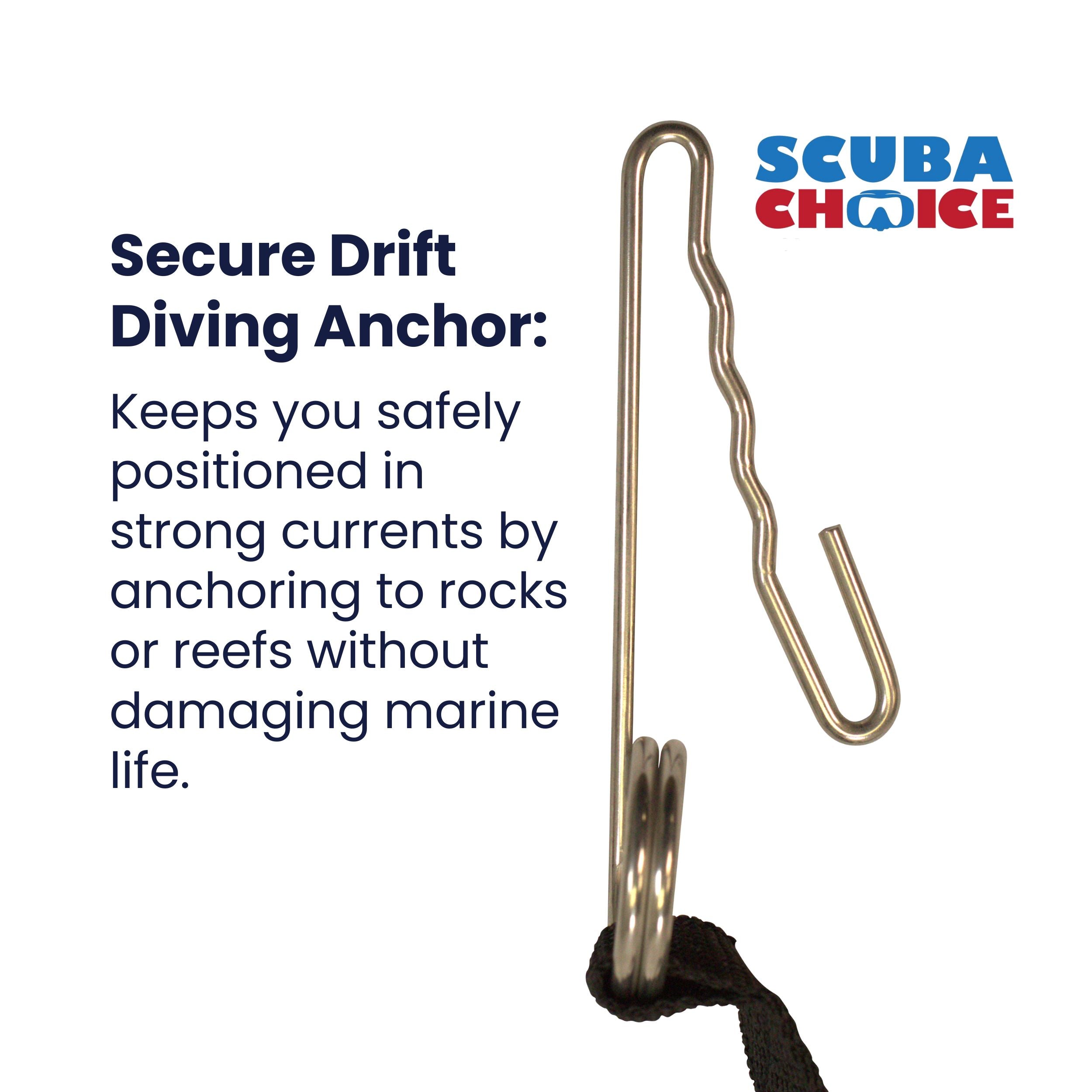 Scuba Diving Reef Drift Hook 99" Line with Storage Pouch