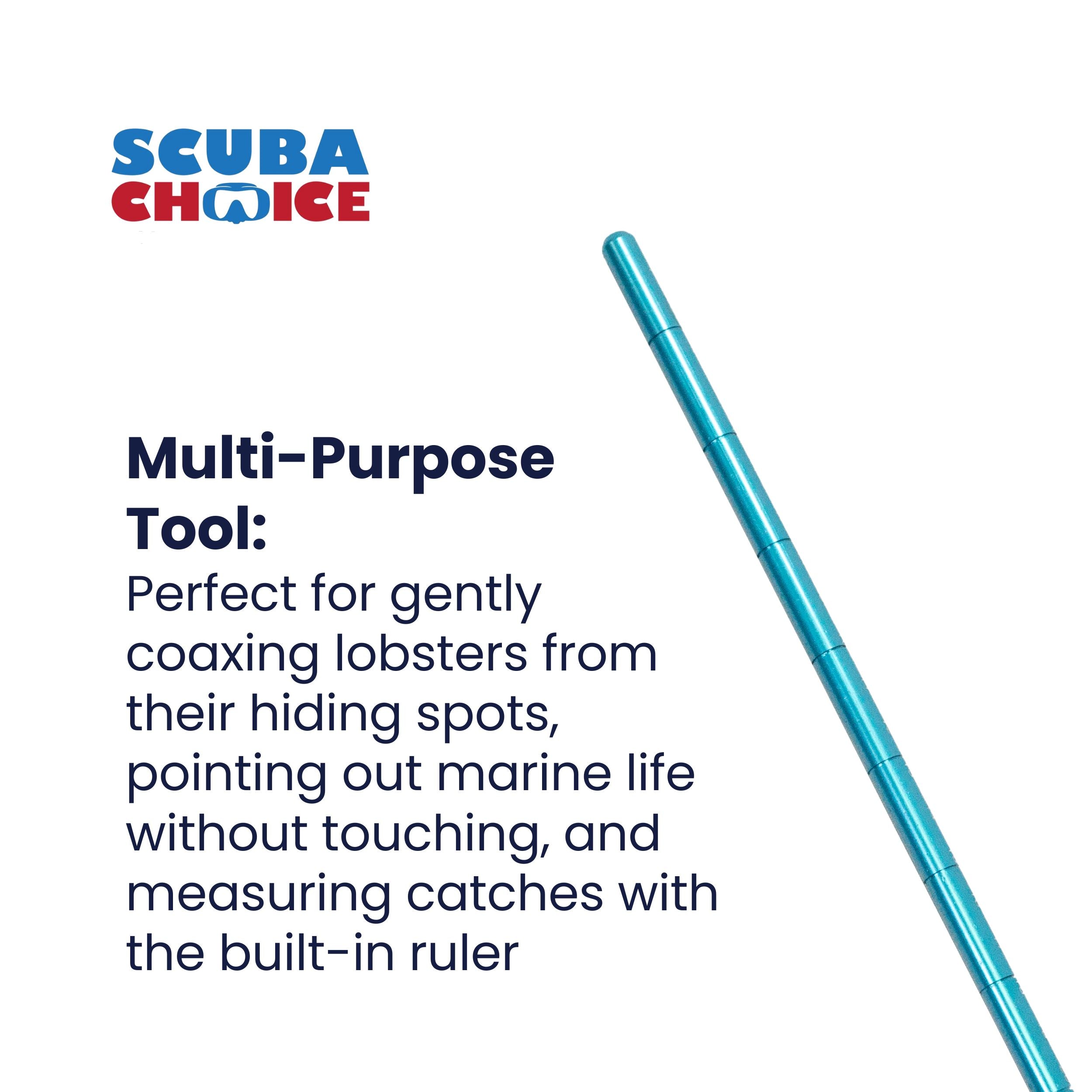 Scuba Diving 13" Aluminum Lobster Tickle Pointer Stick w/ Measurement & Lanyard