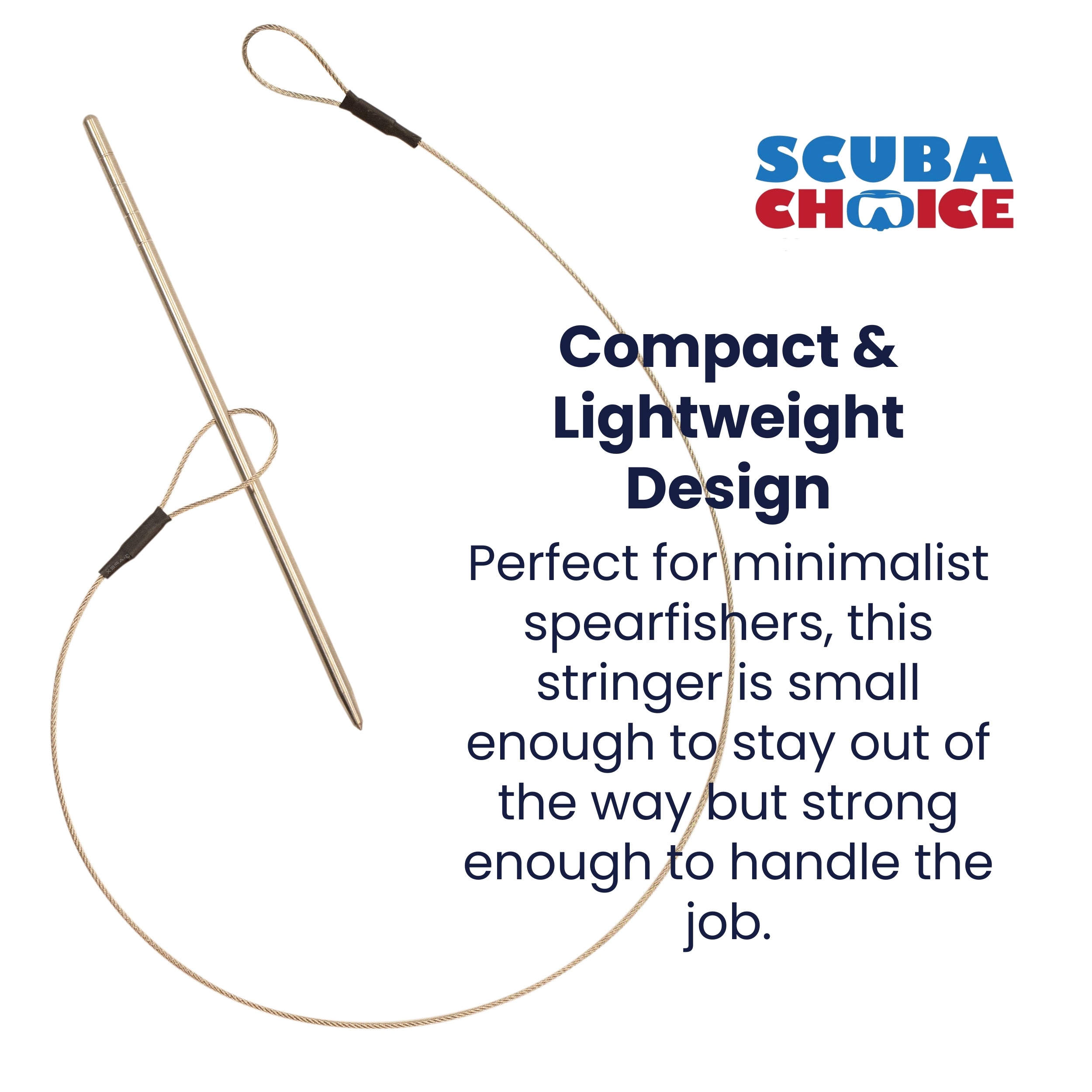 Spearfishing Compact Stainless Steel Fish Stringer Cable & 4.75" Rod