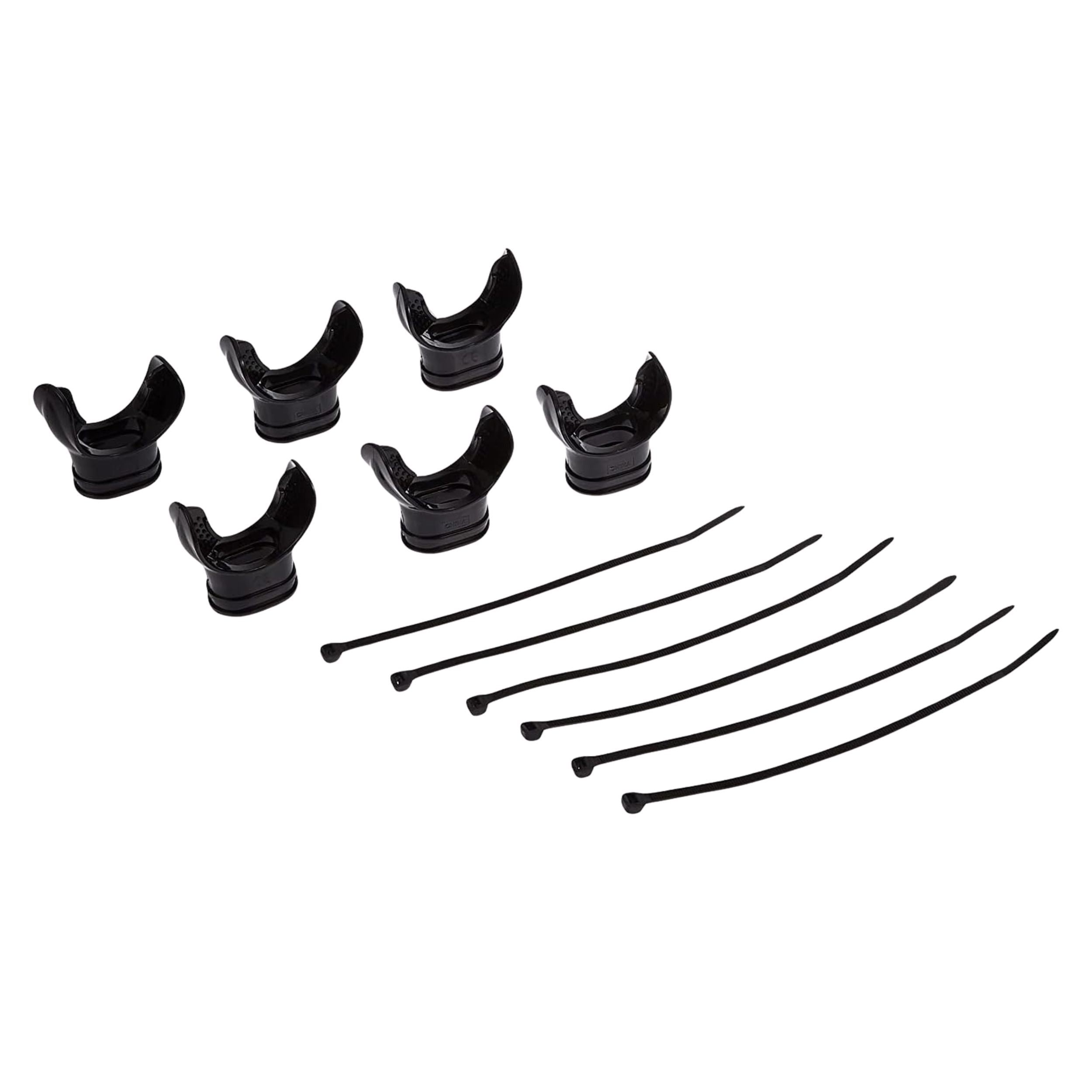 Scuba Diving Black Regulator Octopus Mouthpieces w/ Regulator Tie, 6pc Pack