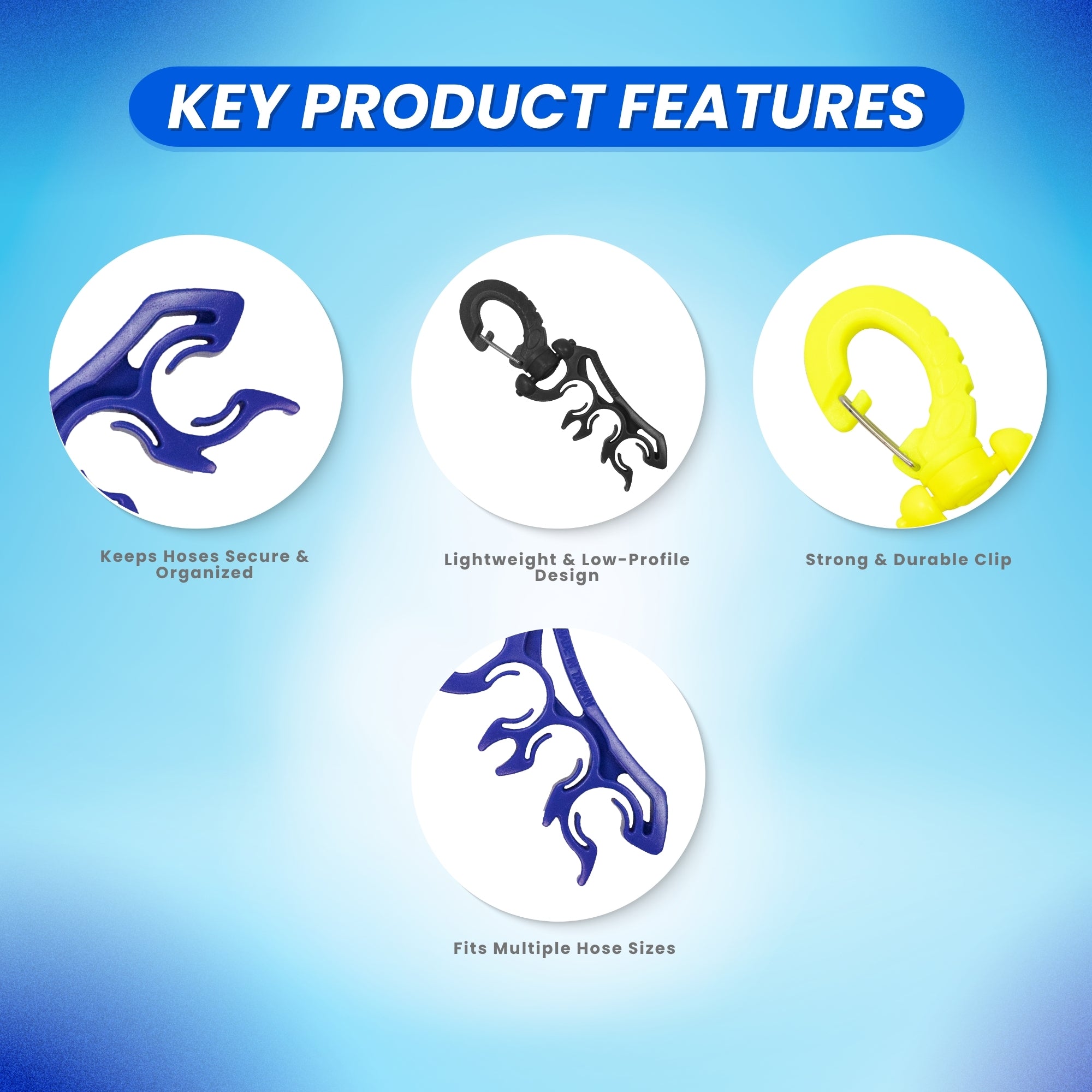 Scuba Choice Scuba Diving Triple Hose Holder Clip (Velocity Dive Trio, 3-Pack) – Low & High Pressure Hose Organizer for Regulators & Octopus Setup Durable Dive Accessories