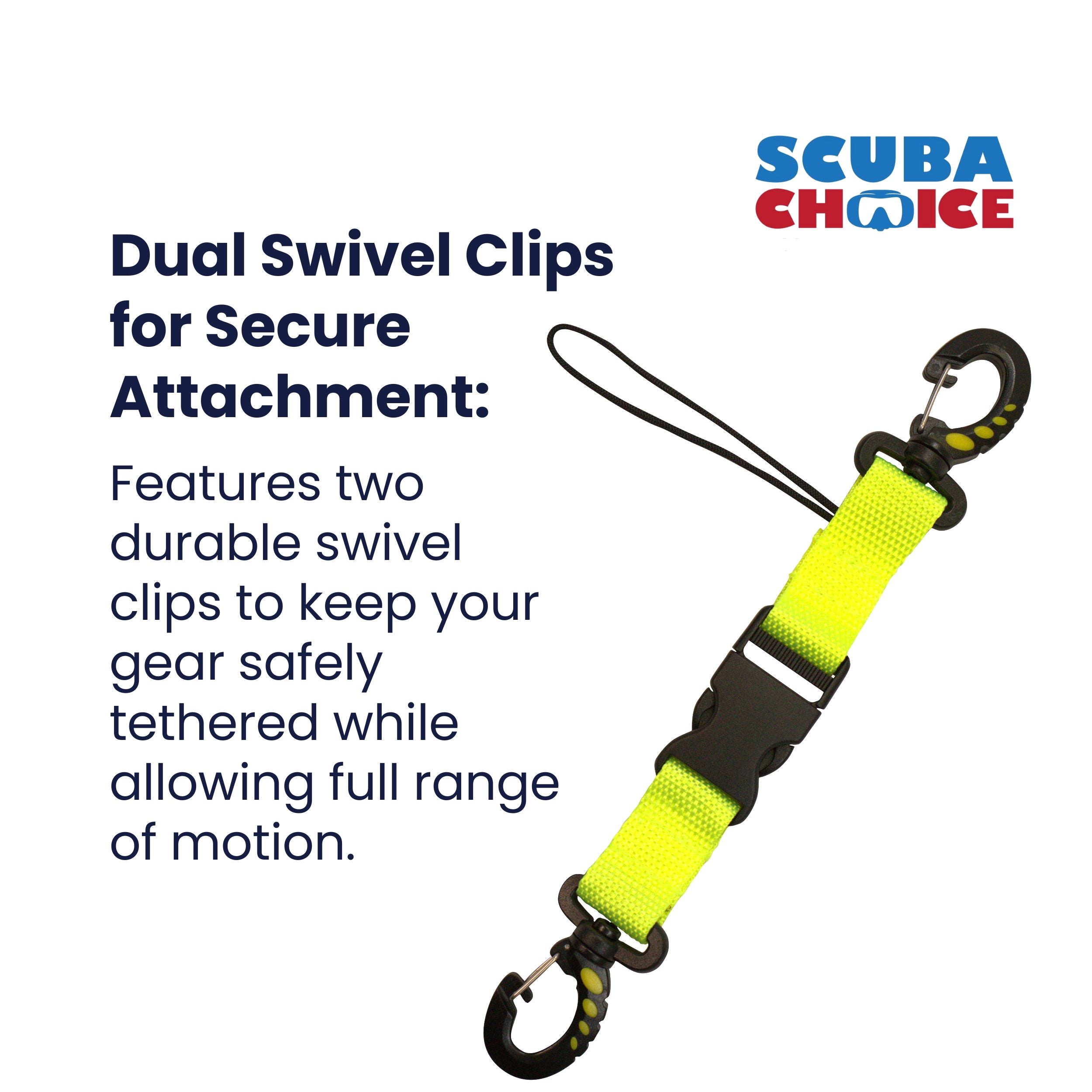 Scuba Diving Lanyard with Dual Clips & Quick Release Buckle