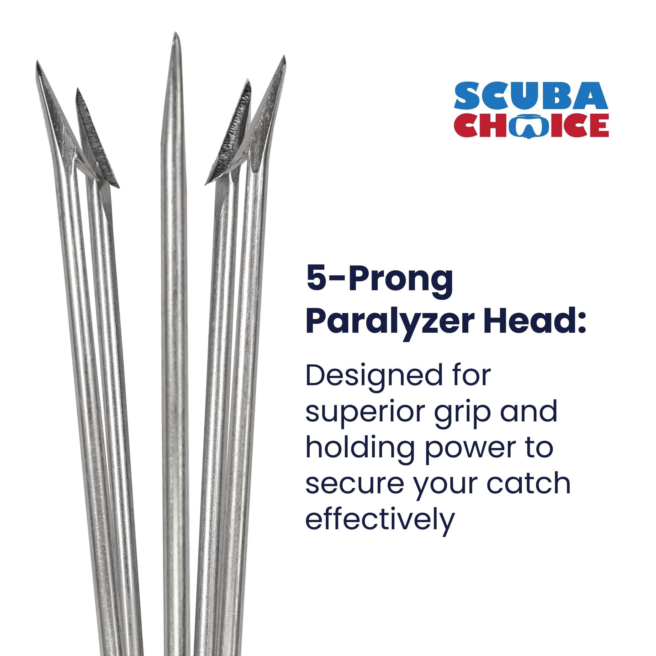 Spearfishing Lionfish 6" Pole Spear Tip 5 Prong Paralyzer w/ Barbs, 7mm