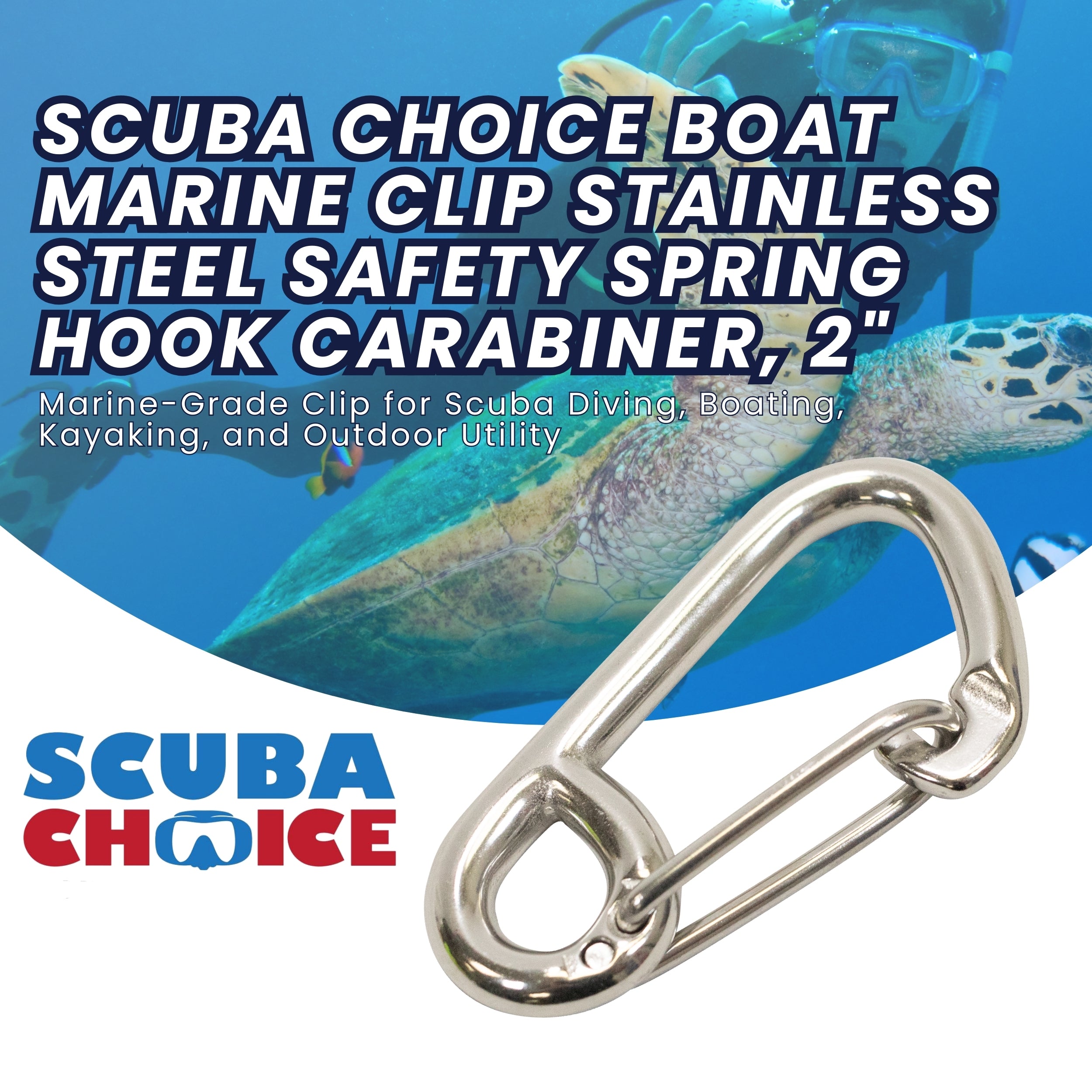 Scuba Choice Boat Marine Clip Stainless Steel Safety Spring Hook Carabiner, 2"