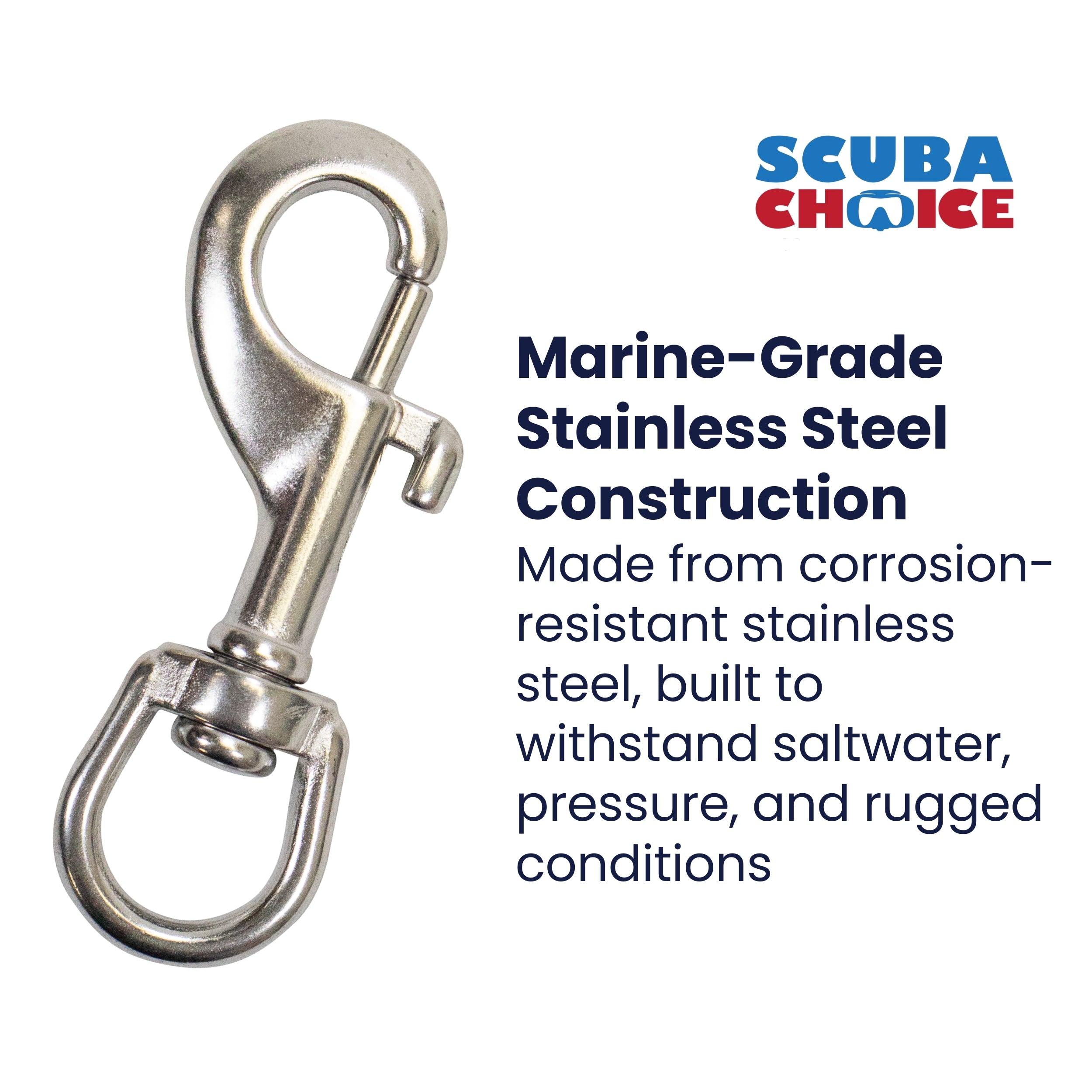 Scuba Choice Marine Grade Clip Stainless Steel Swivel Eye Bolt Snap 3.25"