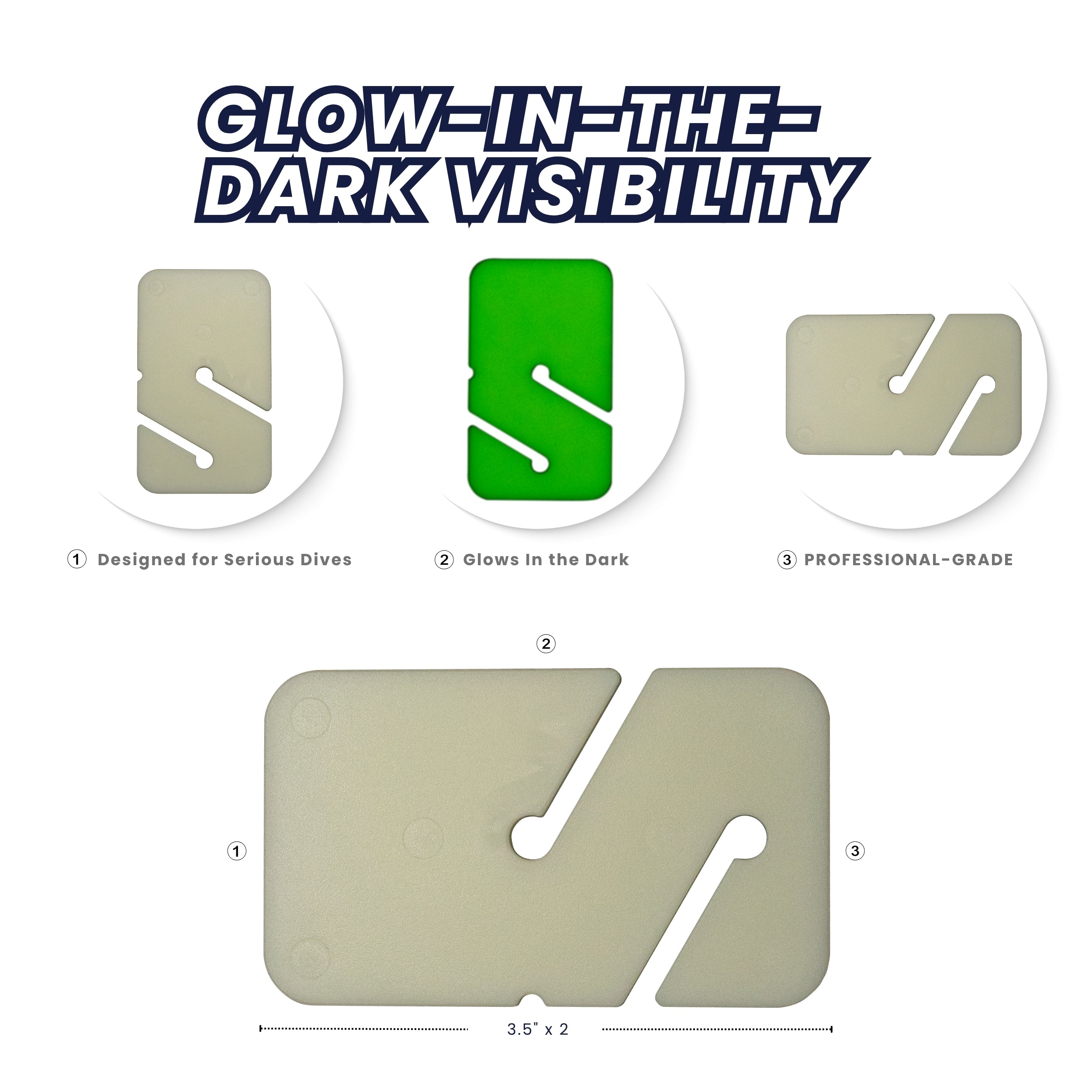 Scuba Cave Diving Line Glow in the Dark Rectangular Marker, 10pc Pack