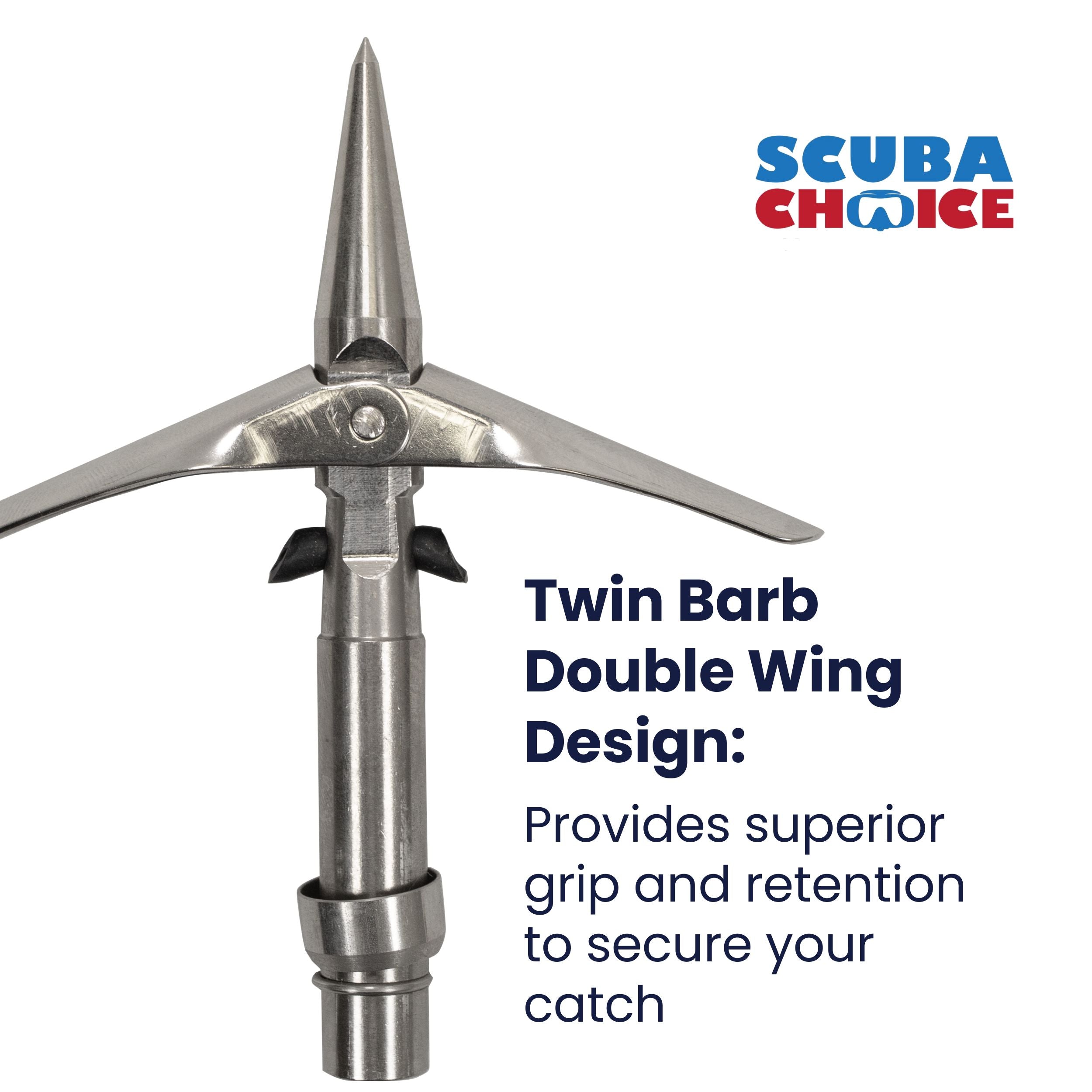 Palantic Spearfishing 3.5" Twin Double Wing 6mm Spear Tip w/ Keeper