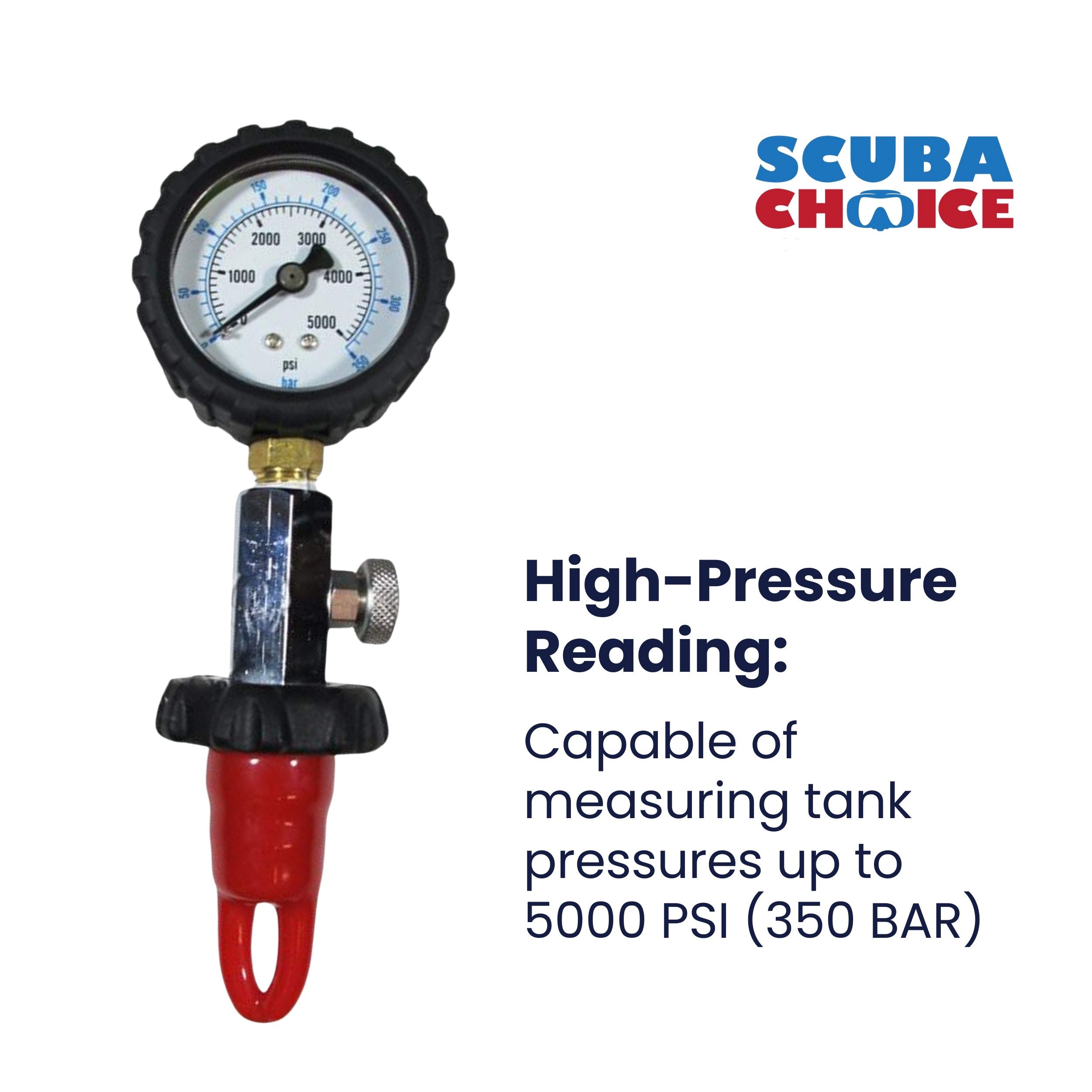 Scuba Choice Diving DIN Tank Pressure Checker 5000 PSI 350 BAR