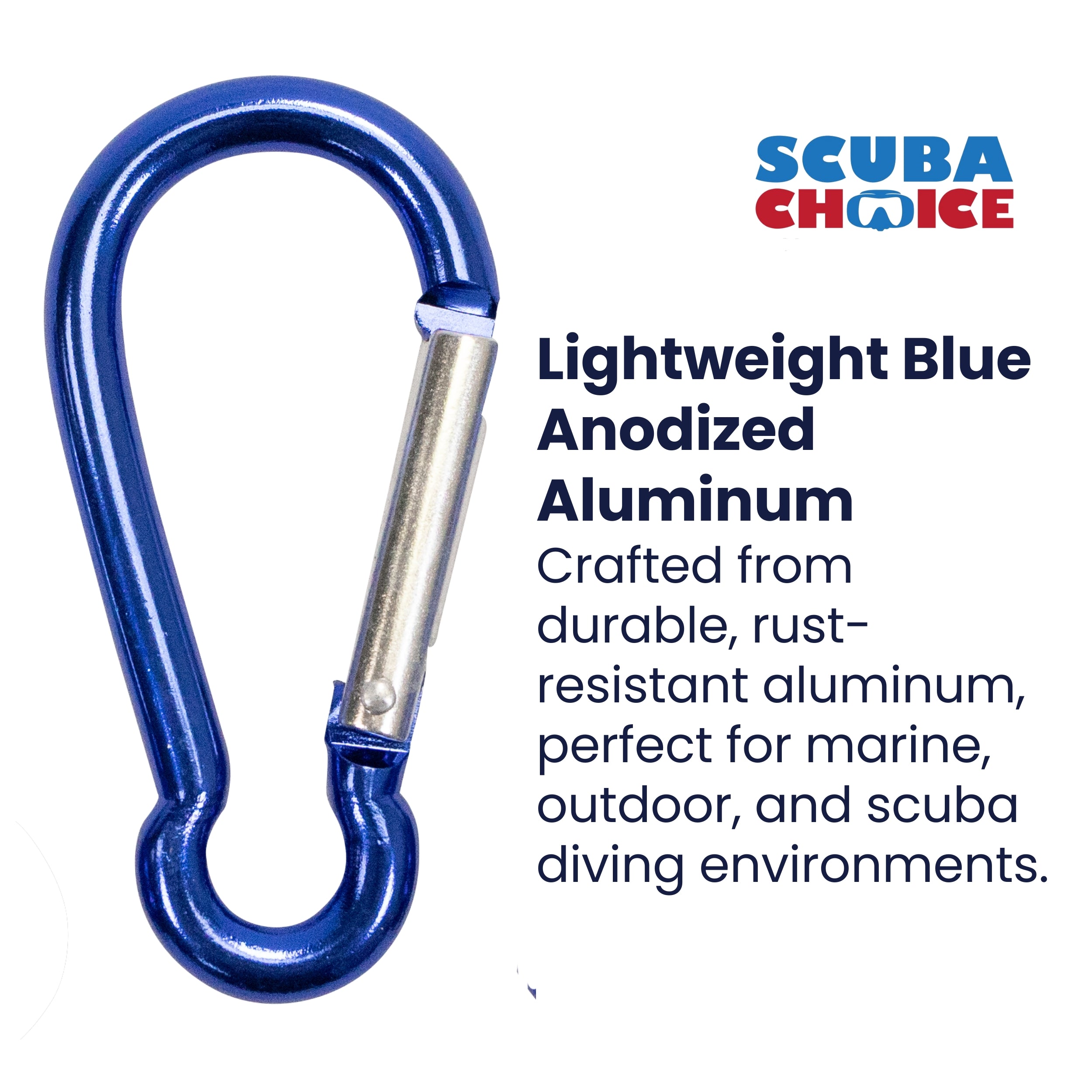 Boat Marine Clip Blue Aluminum Locking Clip Hook Carabiner 2.7", 3pc pack