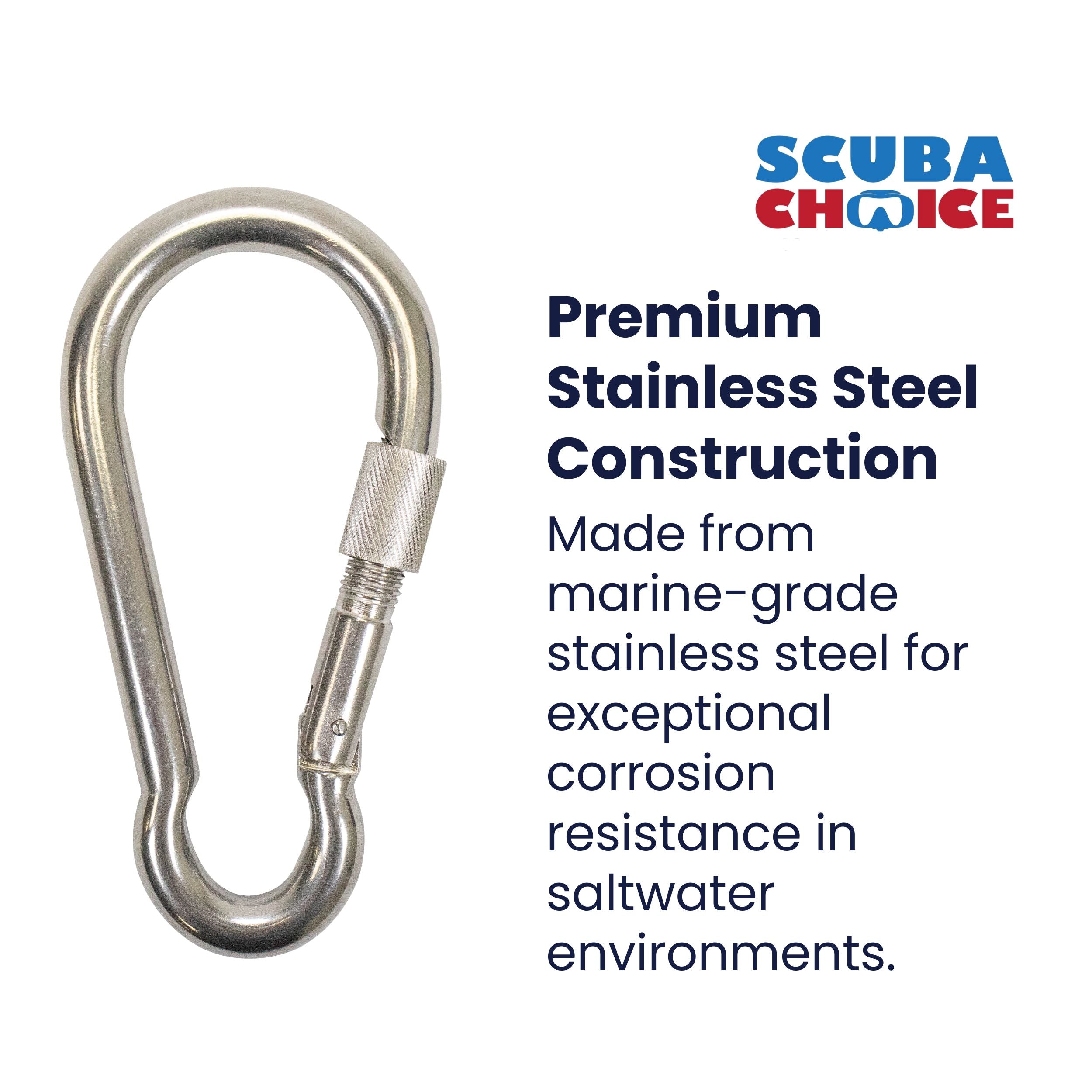 Scuba Choice Boat Marine Clip 16cm SS Snap Hook Carabiner W/ Screw 25mm Opening