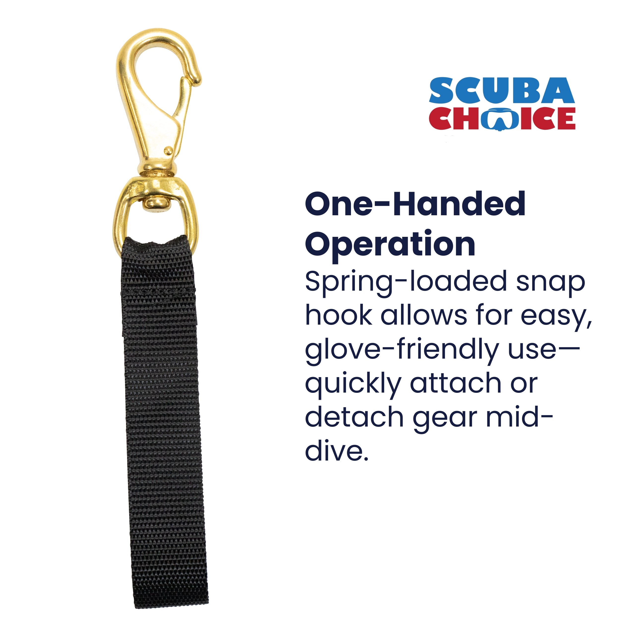 Scuba Diving 3-1/2" Brass Snap with Webbing Strap