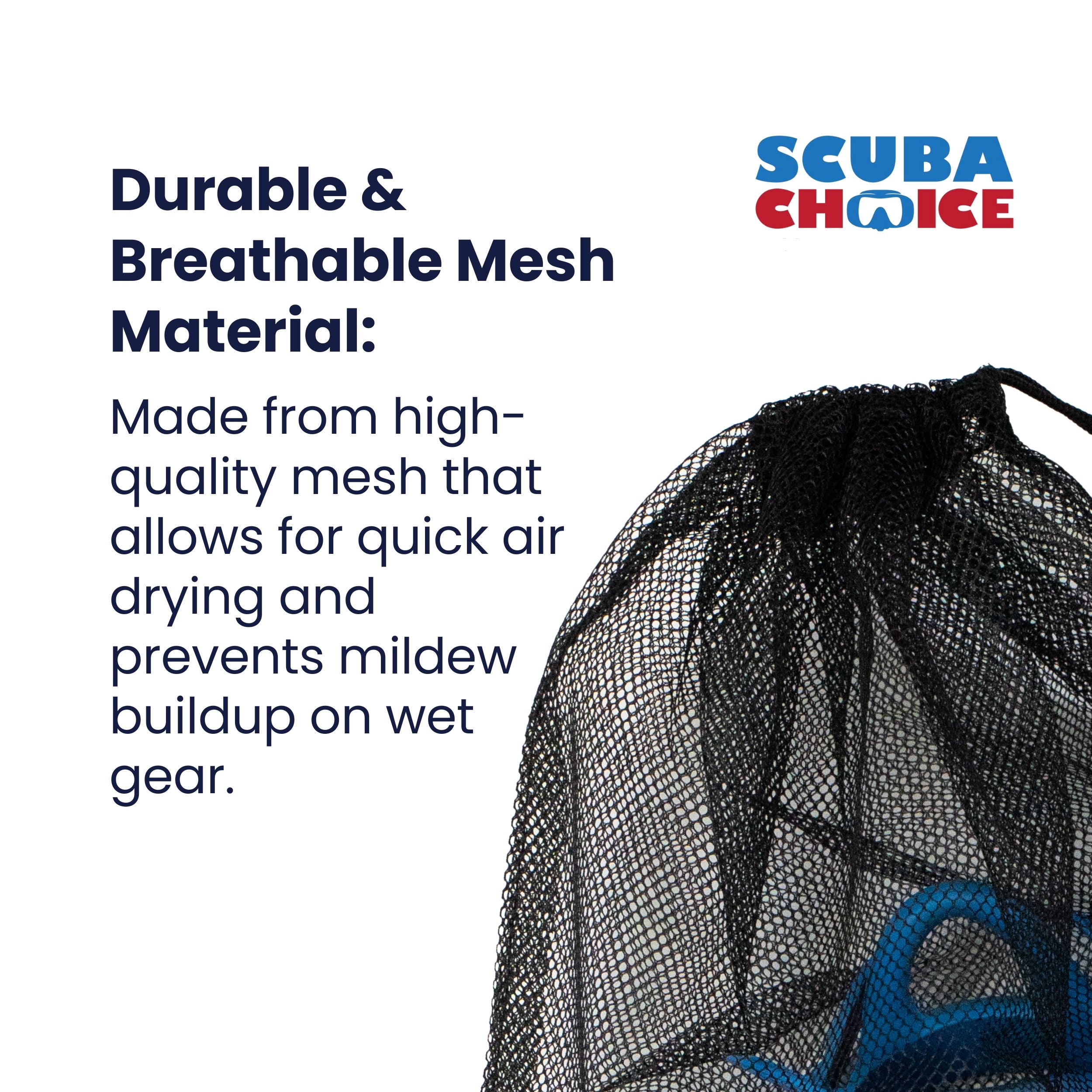 Scuba Choice Dive Drawstring Gray Mesh Bag  for Wetsuit or Gear 31" x 18"