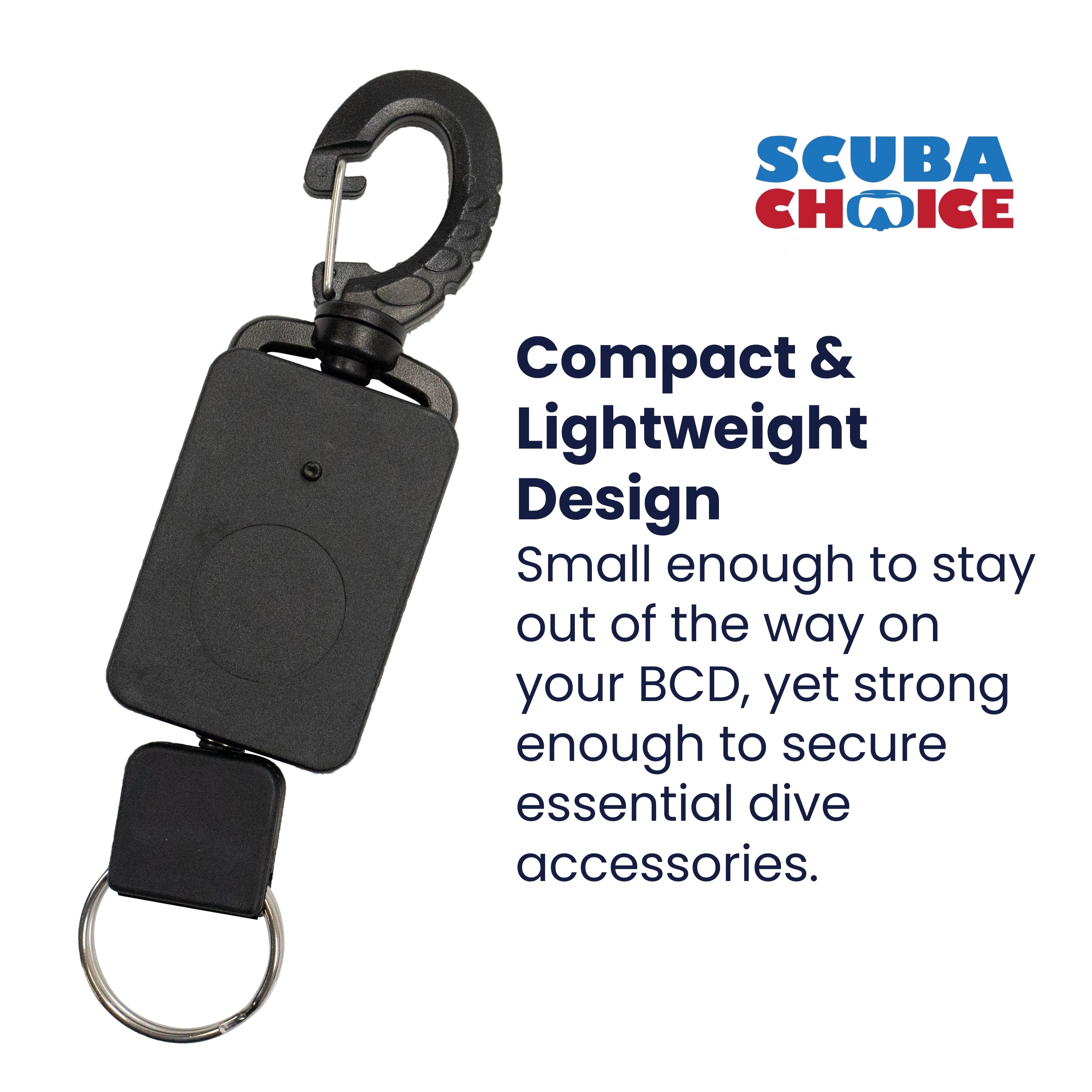 Scuba Diving Rebounding Style Compact Locking Retractor, Extends up to 18"