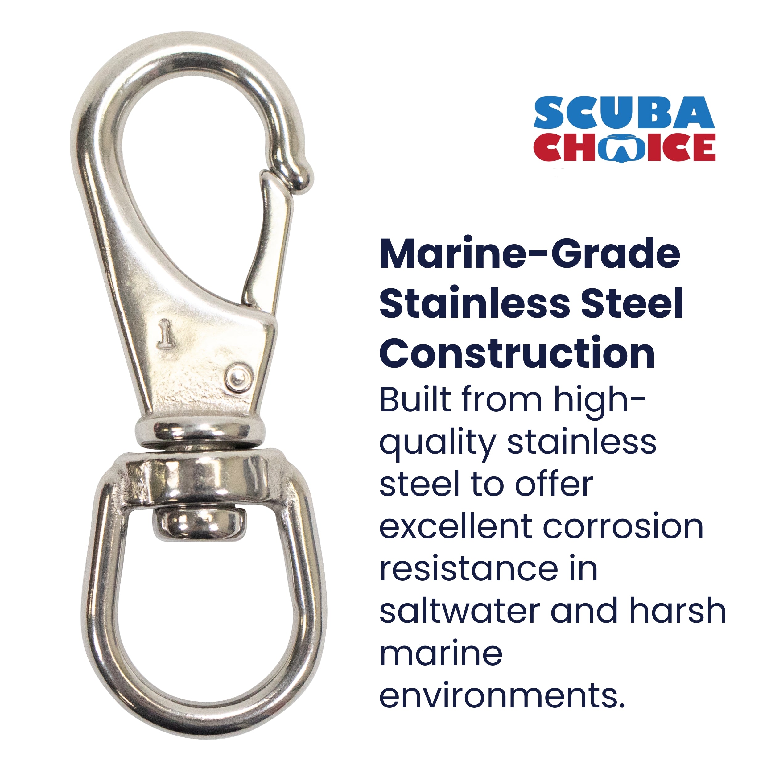 Stainless Steel Swivel Eye Snap Hook Marine Clip Size #1, 3-5/16" x 1-1/8"