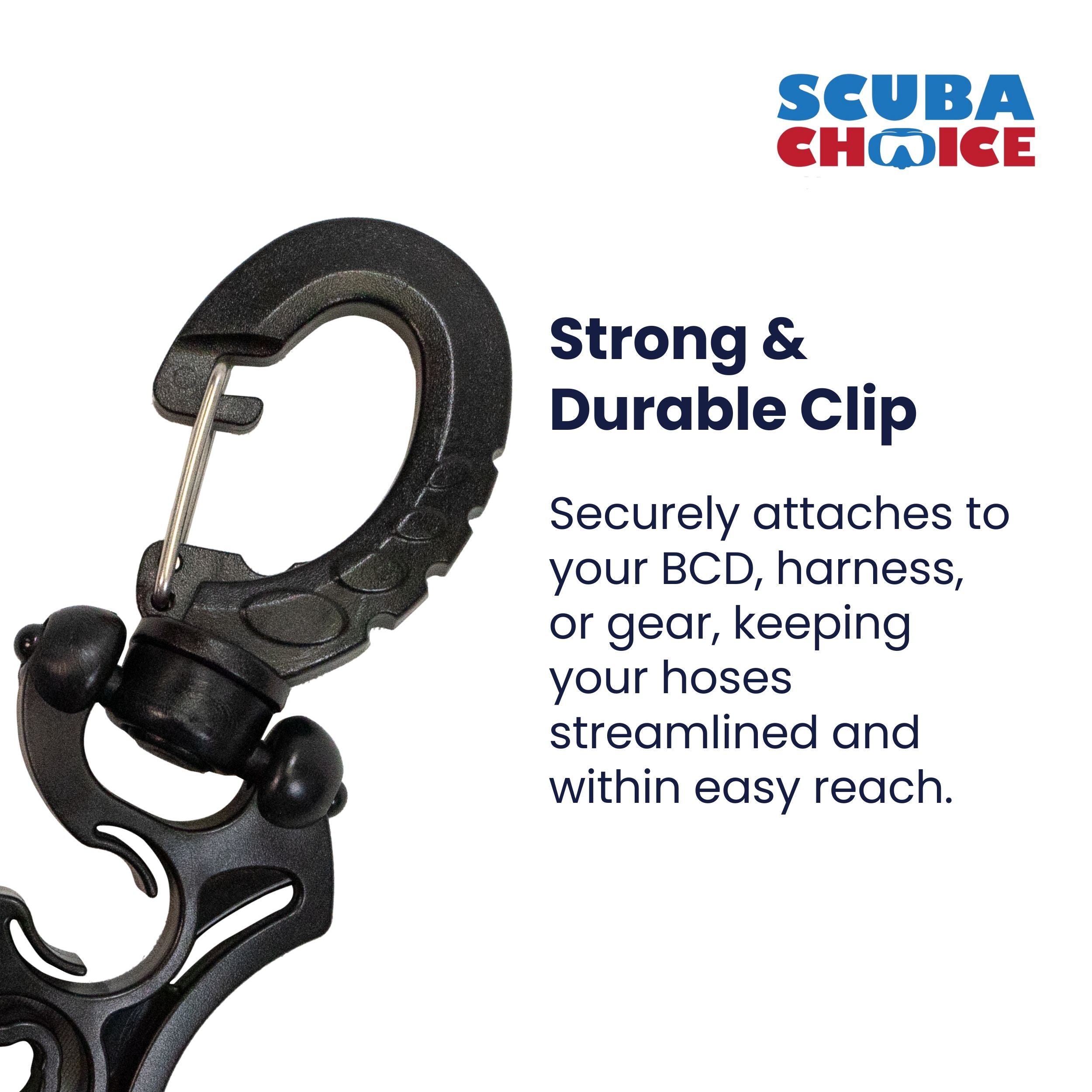 Scuba Diving 2 Sizes Hose Holder with Clip, FIts 1/2" & 1/4" BC Hose